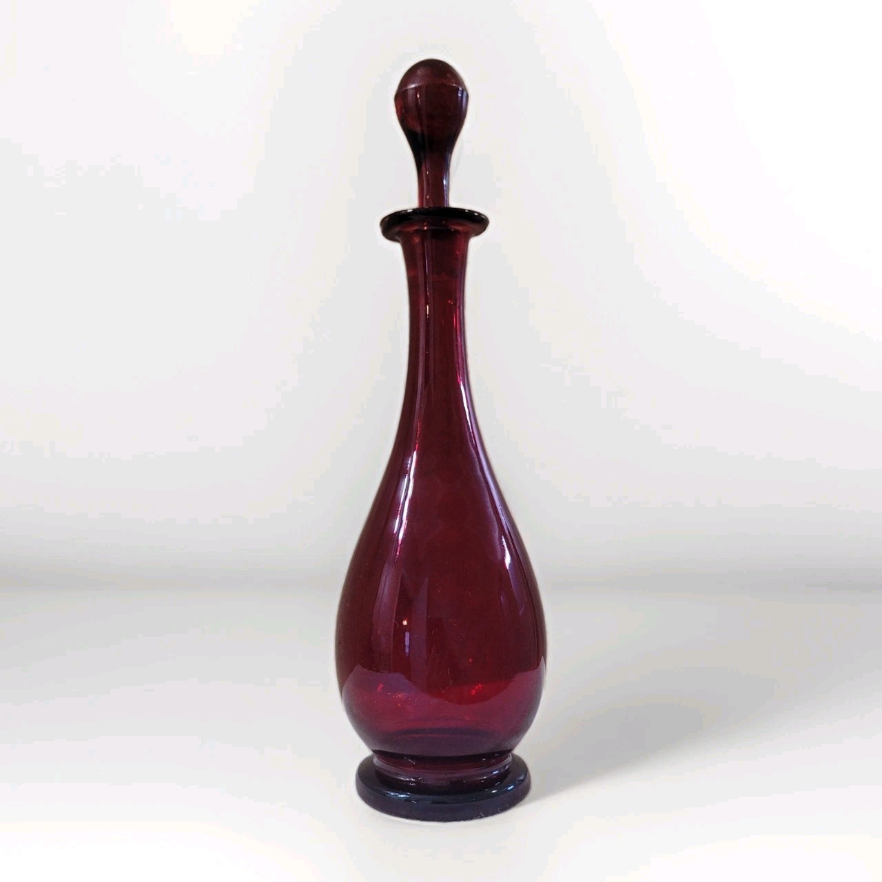 Antique Bohemian Ruby Flashed Glass Decanter Bottle W/ Stopper Rough Pontil \ Antique Bohemian Ruby Flashed Glass Decanter Bottle W/ Stopper Rough Pontil \