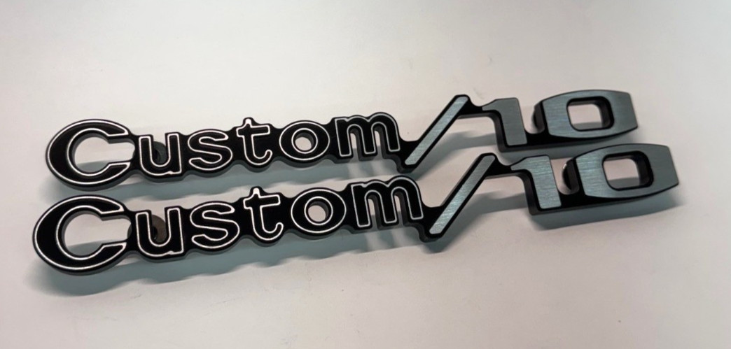 Emblem Custom Billet Front Fender 'Custom/10' Custom10 C10 K10 Truck 1967-1972