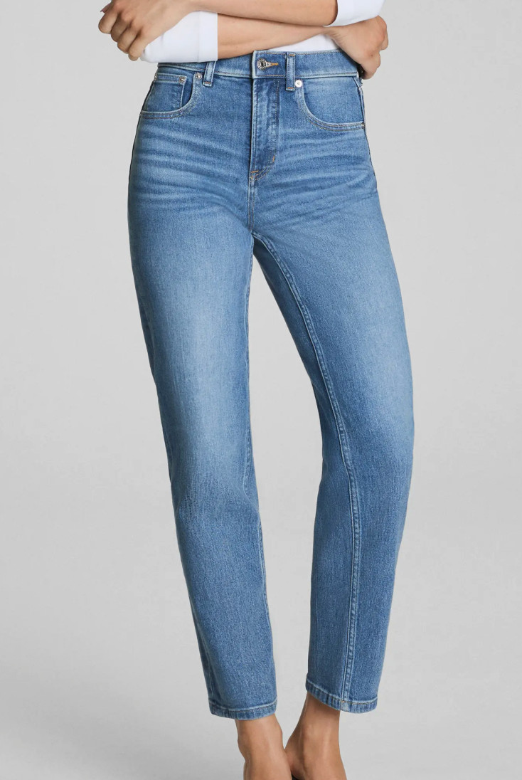 Spanx Authentic 90s Straight Leg Jeans Large Light Wash High Rise Stretch Size L Spanx Authentic 90s Straight Leg Jeans Large Light Wash High Rise Stretch Size L