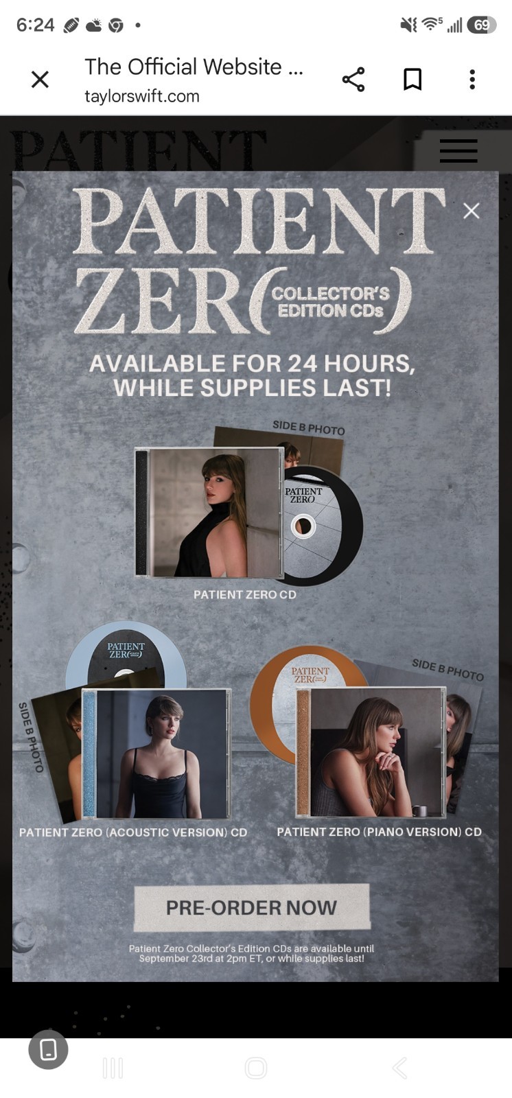 Taylor Swift Patient Zero Collector\'s Edition CDS Bundle Full Set Sealed PRESALE Taylor Swift Patient Zero Collector\'s Edition CDS Bundle Full Set Sealed PRESALE