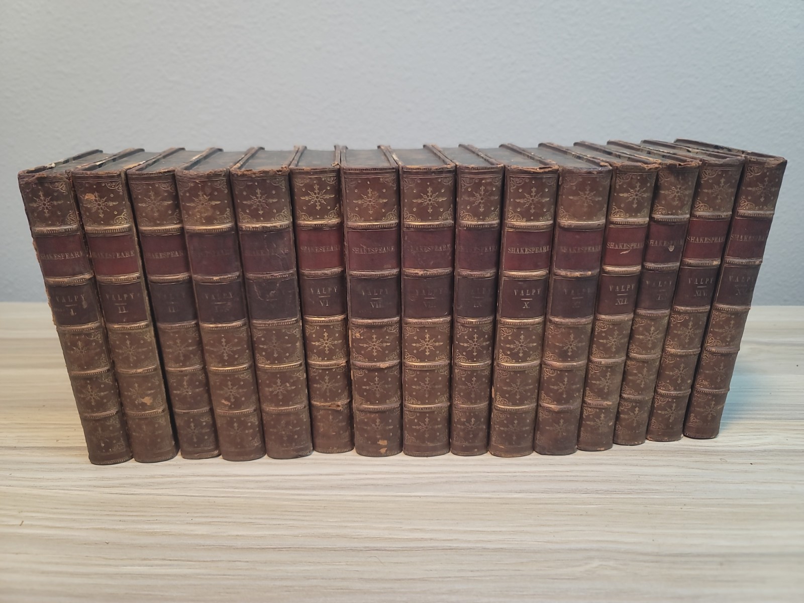 15-volume 1853 A.J. Valpy edition of Shakespeare Complete Works Leather FULL SET 15-volume 1853 A.J. Valpy edition of Shakespeare Complete Works Leather FULL SET
