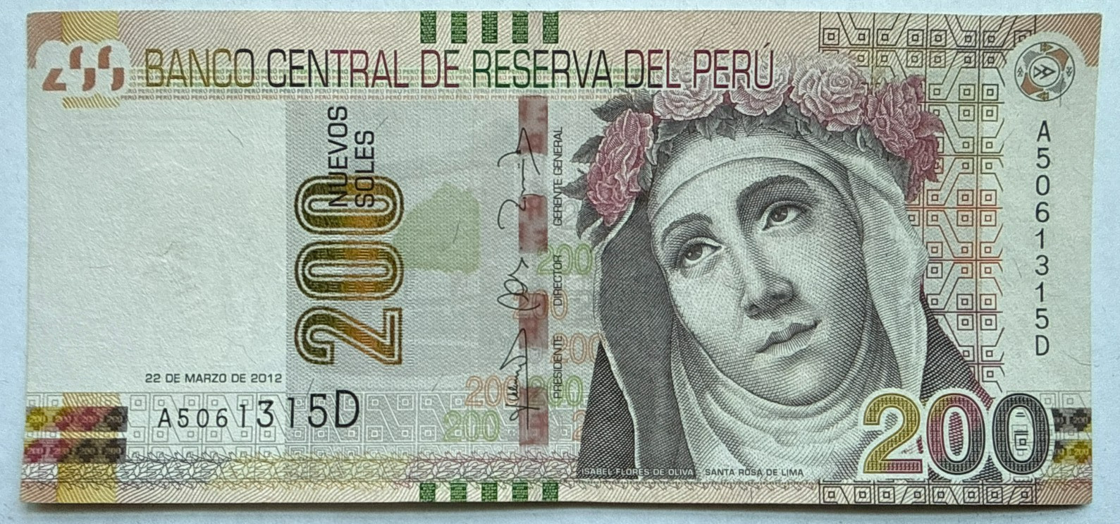 PERU SCARCE SANTA ROSA DE LIMA 200 SOLES PERU SCARCE SANTA ROSA DE LIMA 200 SOLES