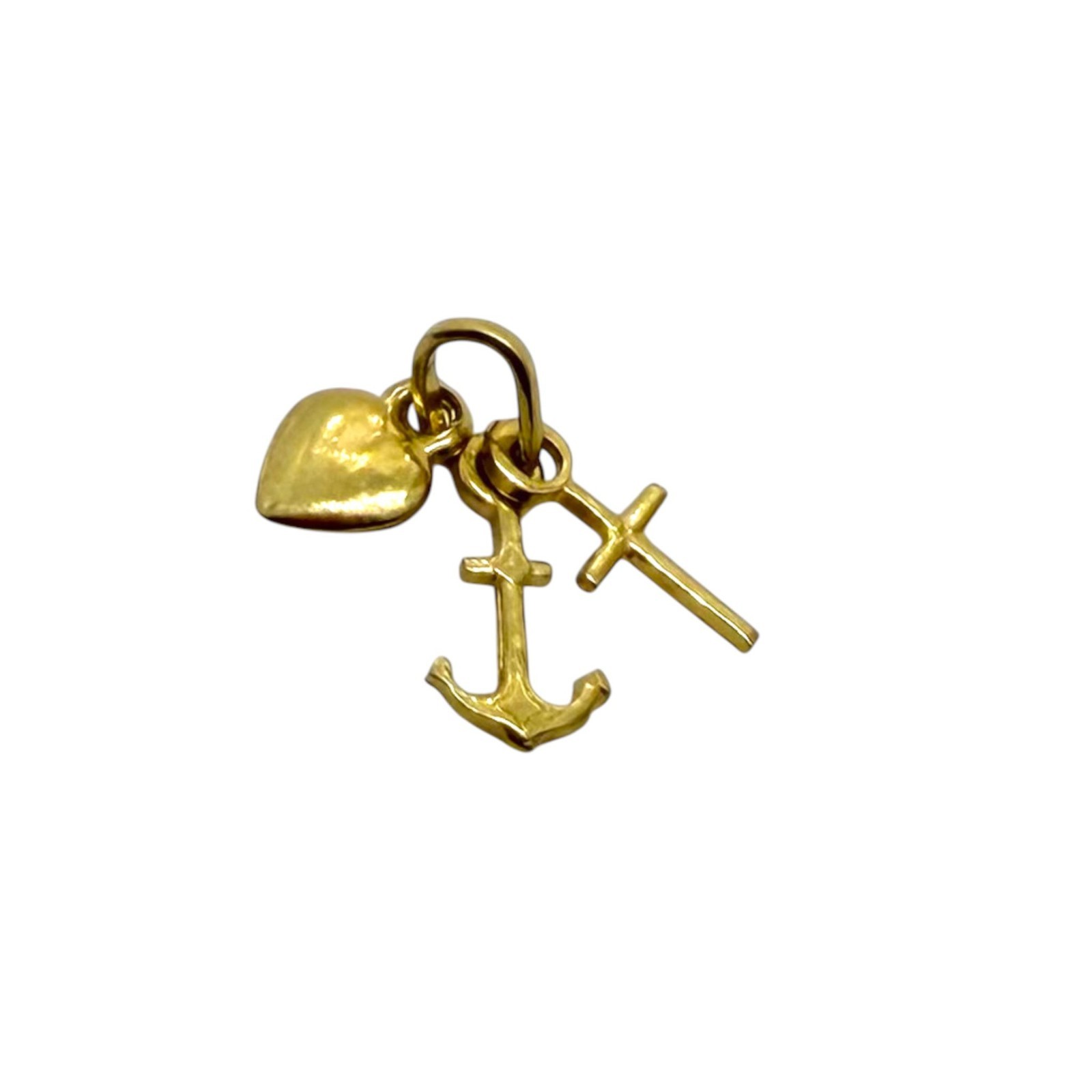 18k Solid Gold Faith, Hope, and Charity Pendant