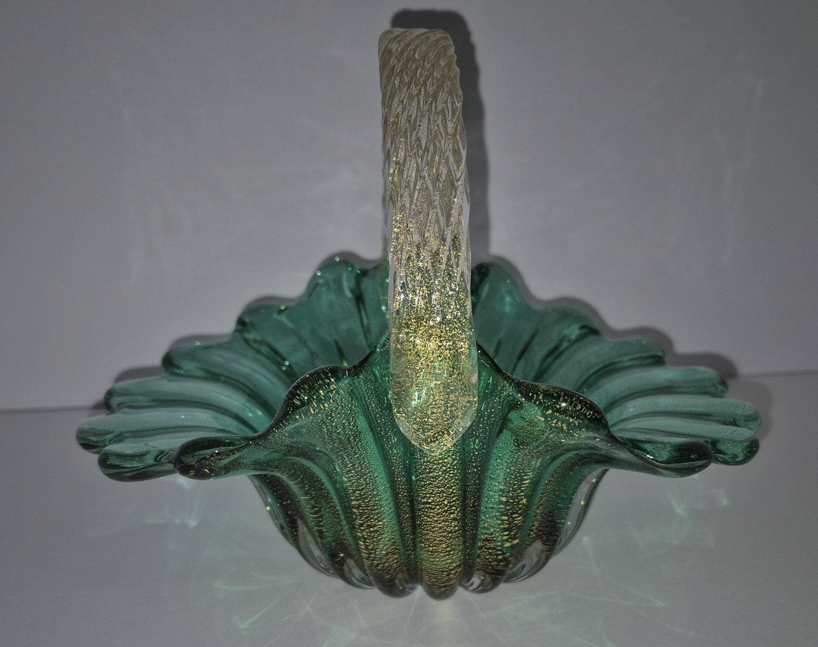 Vintage Archimede Seguso Murano Art Glass Basket 1784 Vintage Archimede Seguso Murano Art Glass Basket 1784