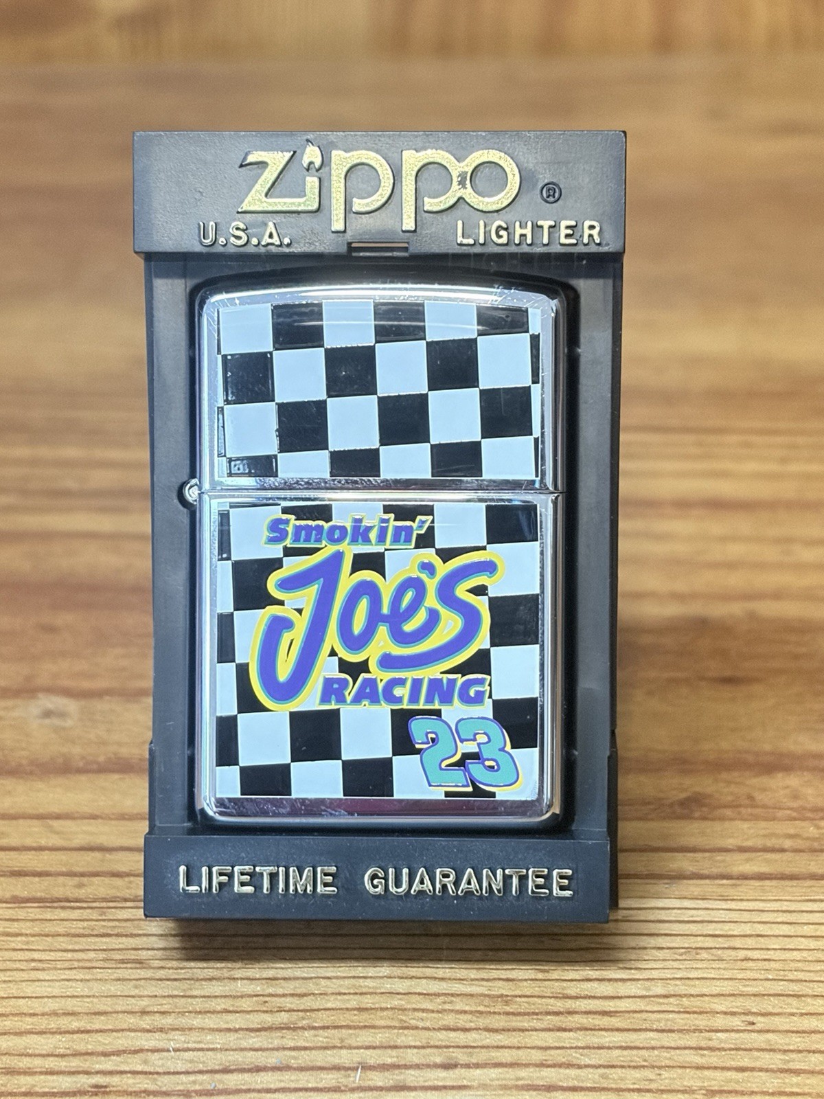 vintage 1997 Zippo Smokin\' Joe\'s Racing #23 chrome lighter NASCAR Jimmy Spencer vintage 1997 Zippo Smokin\' Joe\'s Racing #23 chrome lighter NASCAR Jimmy Spencer