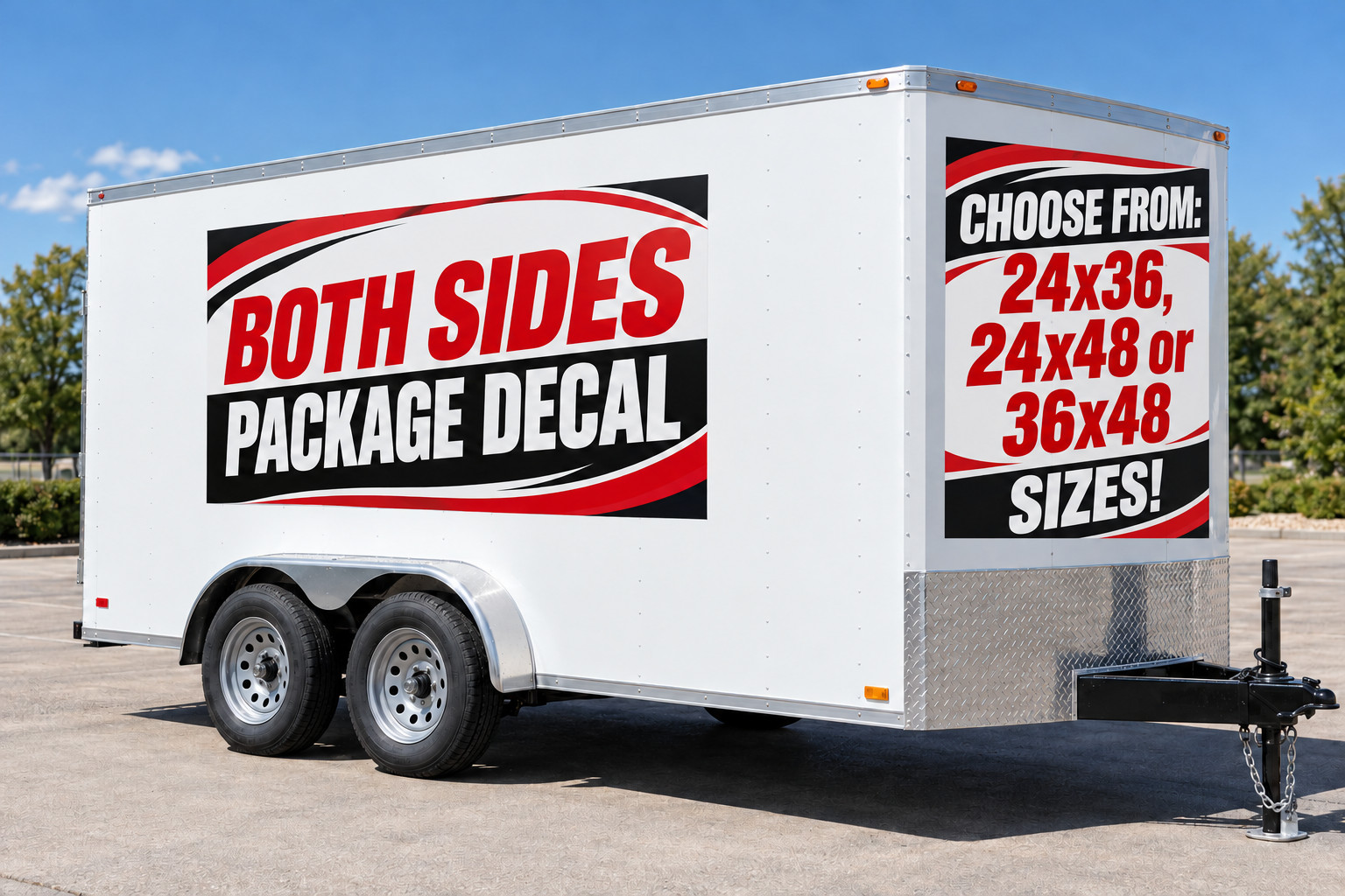 Custom Trailer Decals Both Sides Package Full Color Printed Design