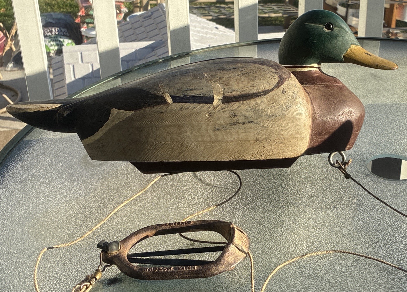 Vintage IL River Carved Mallard Drake Wood Duck Decoy 1956 Kinnan Swiveled Head Vintage IL River Carved Mallard Drake Wood Duck Decoy 1956 Kinnan Swiveled Head