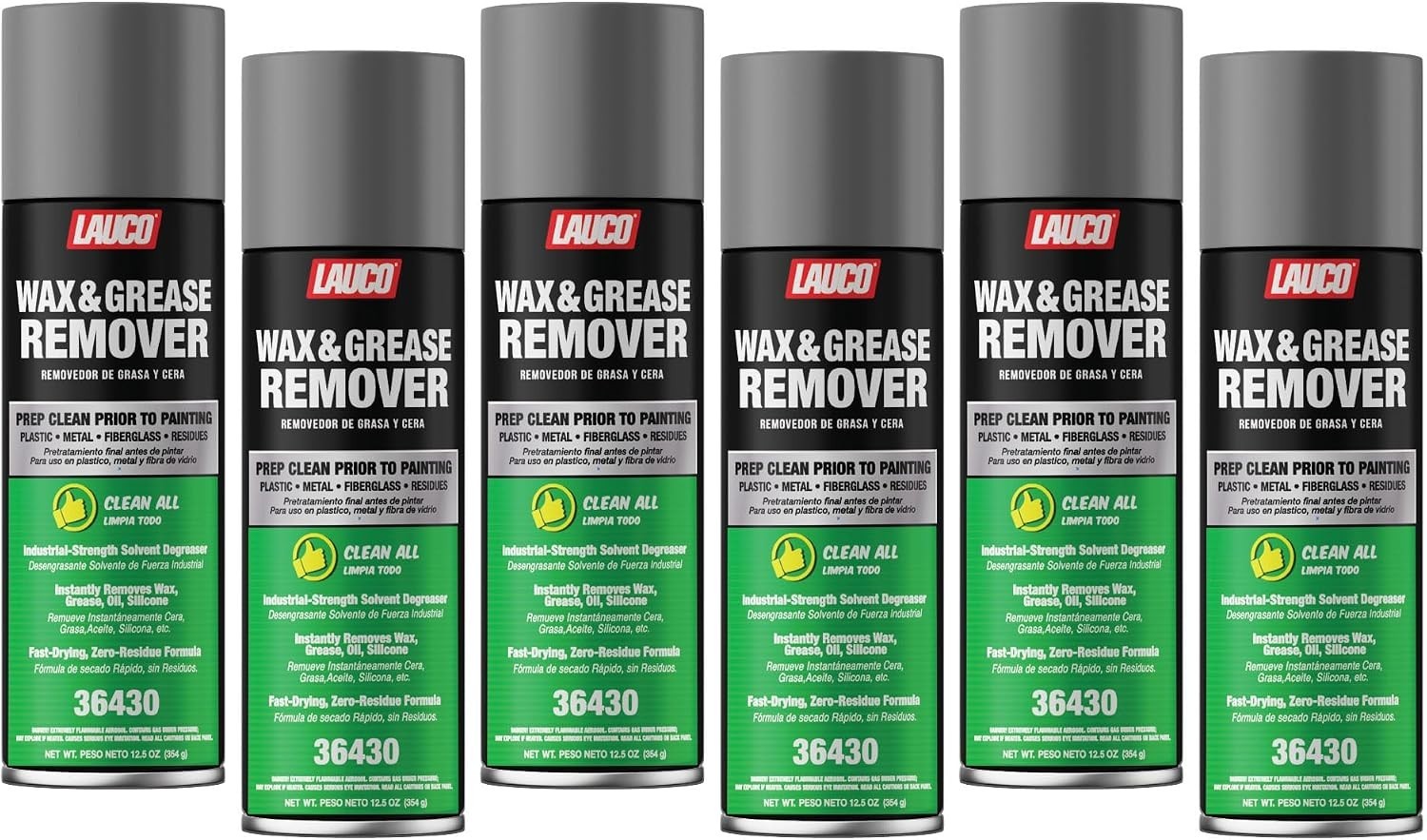 LAUCO Wax & Grease Remover Spray 13 oz, Pack of 6, Automotive Paint Prep