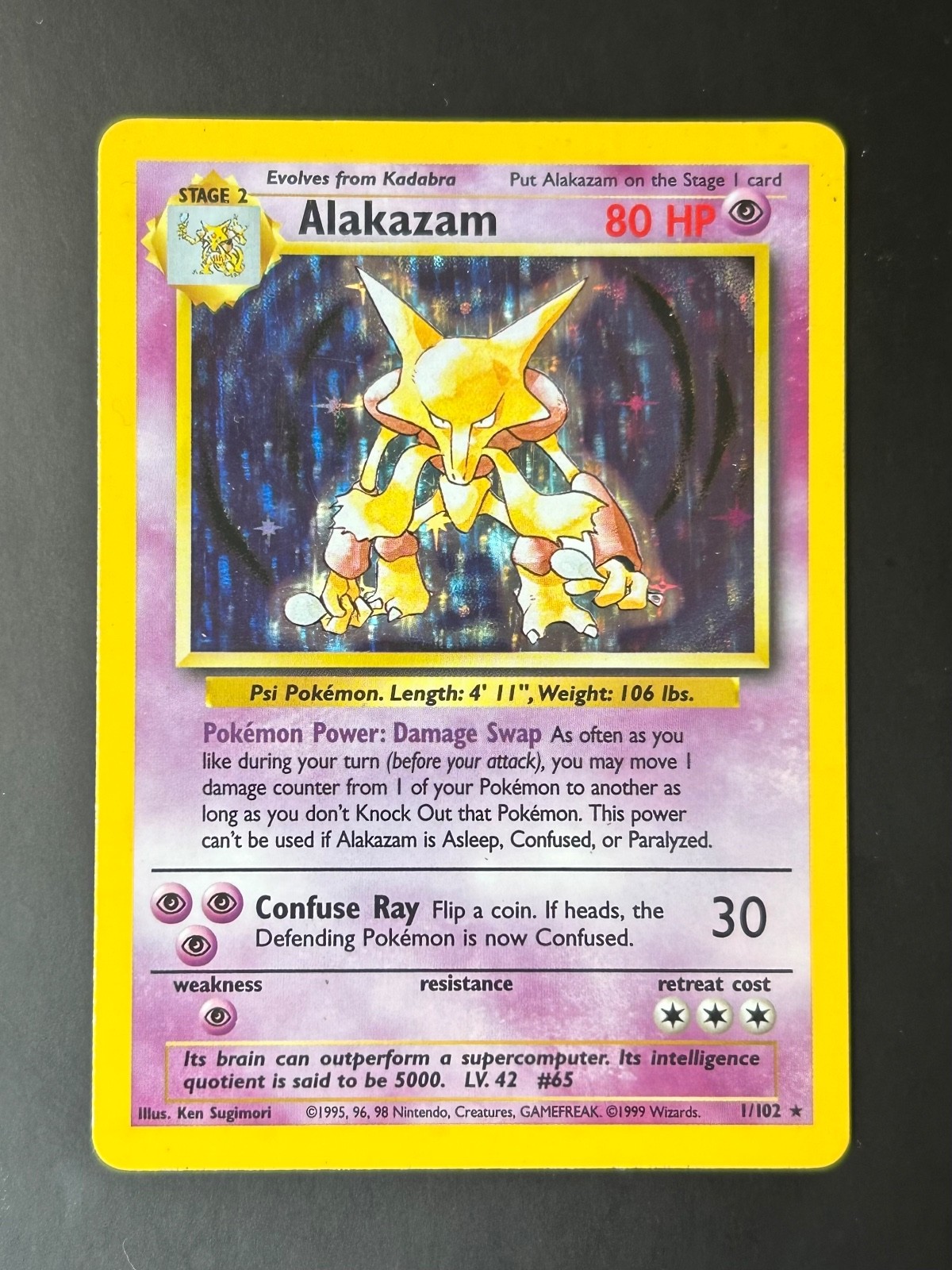 Alakazam Holo Rare Base Set 001/102 LP Alakazam Holo Rare Base Set 001/102 LP