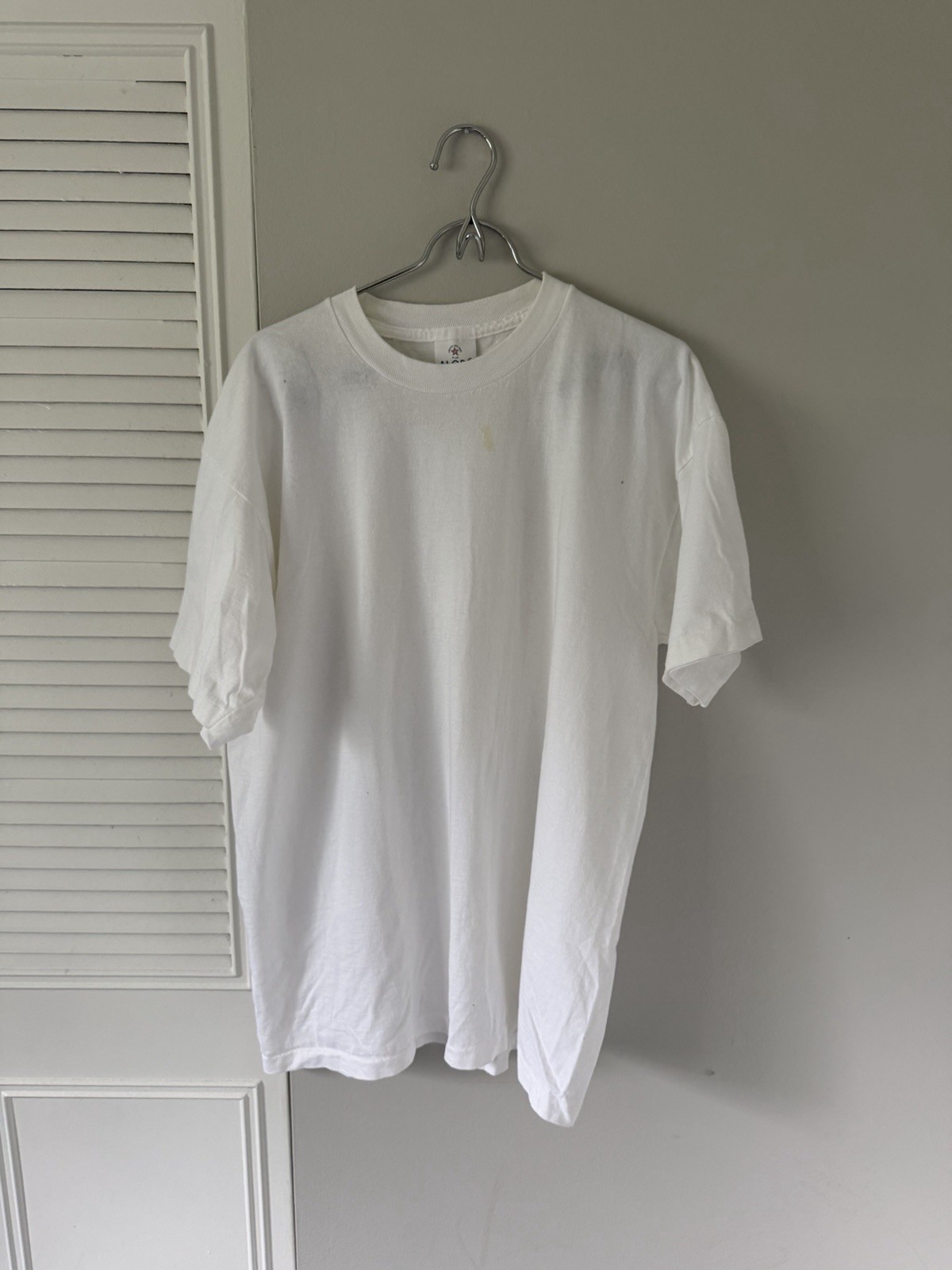 VTG Thrashed Boxy White Blank Grunge T-Shirt L