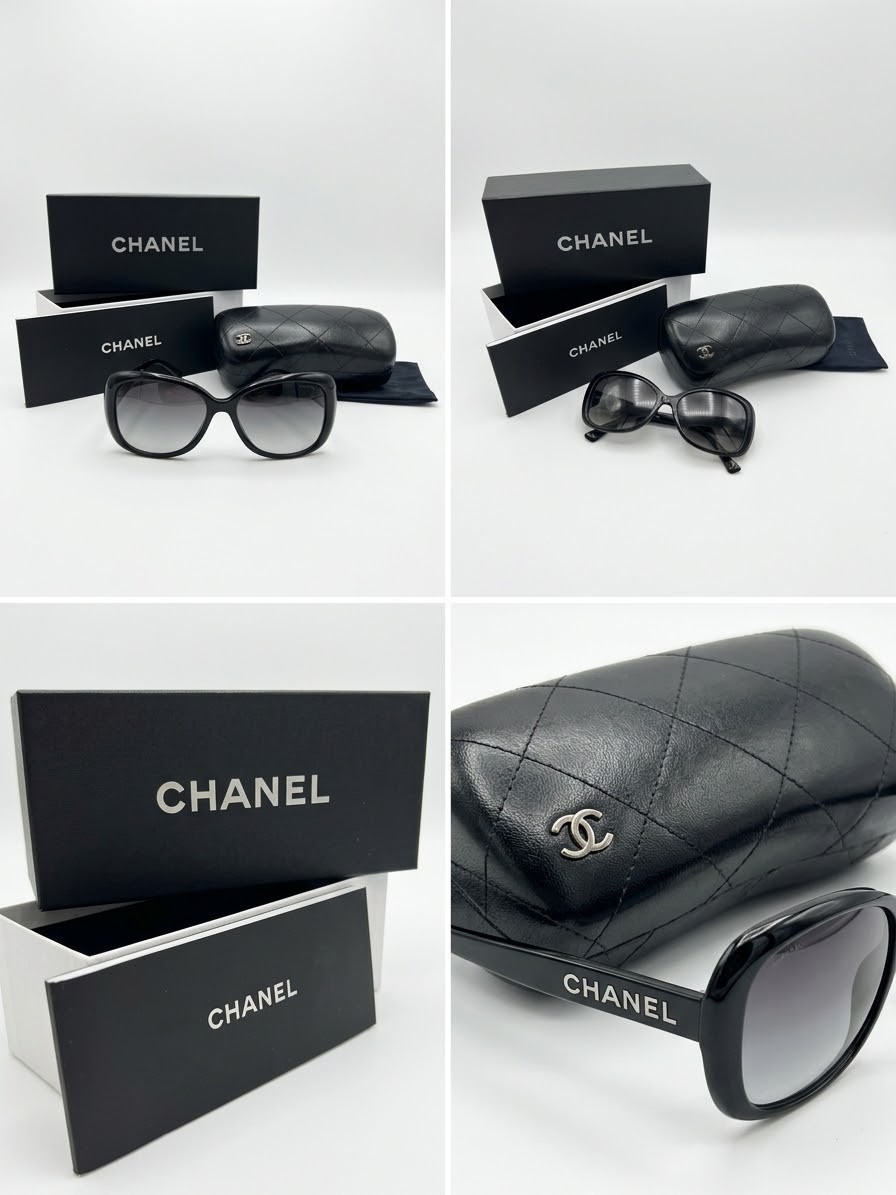 Chanel Authentic Sunglasses With Rotating Medallion Hinge CH5148 Black Frame