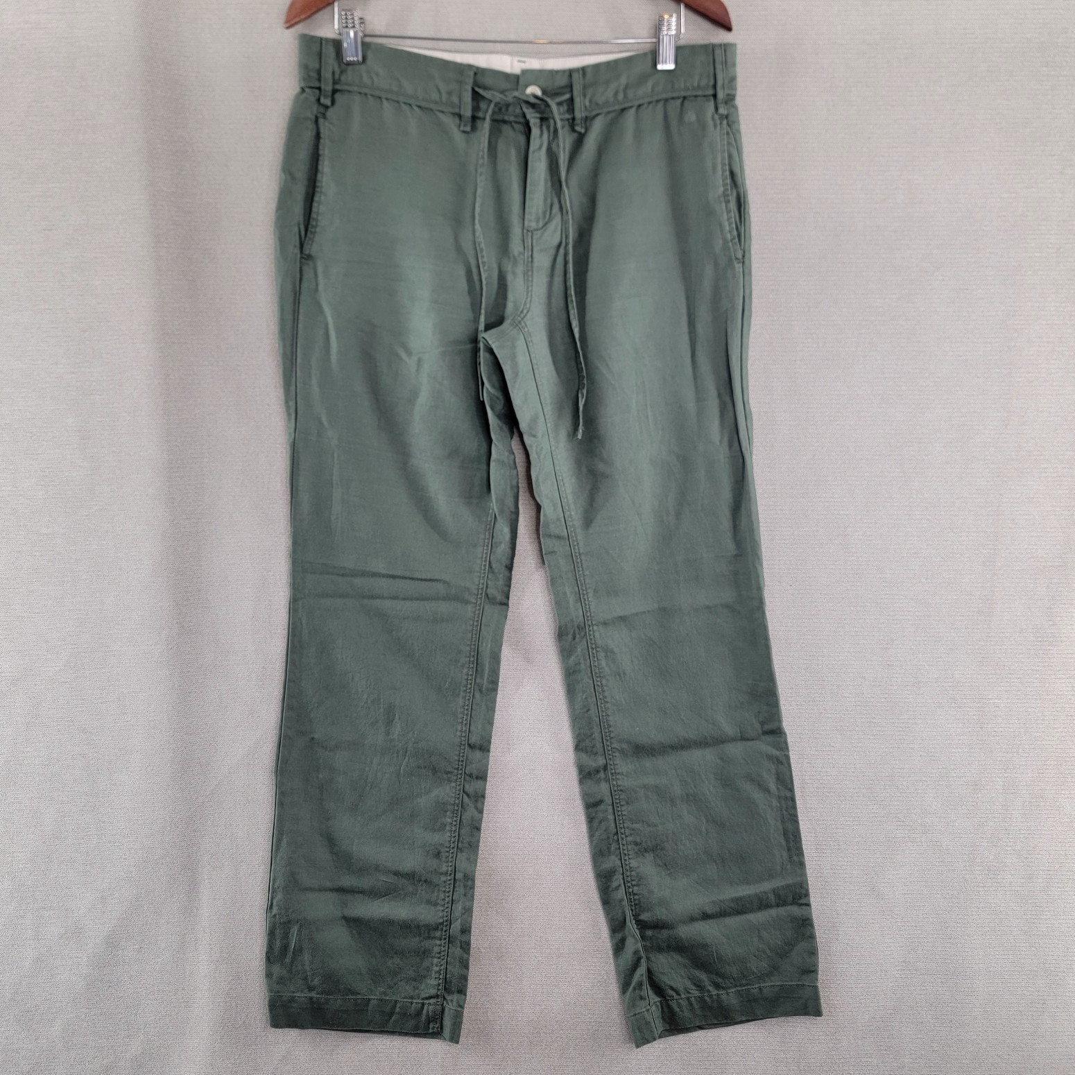 G1 Basic Goods Womens Pants Anthropologie Linen Cotton Chino Size 8 Olive Green