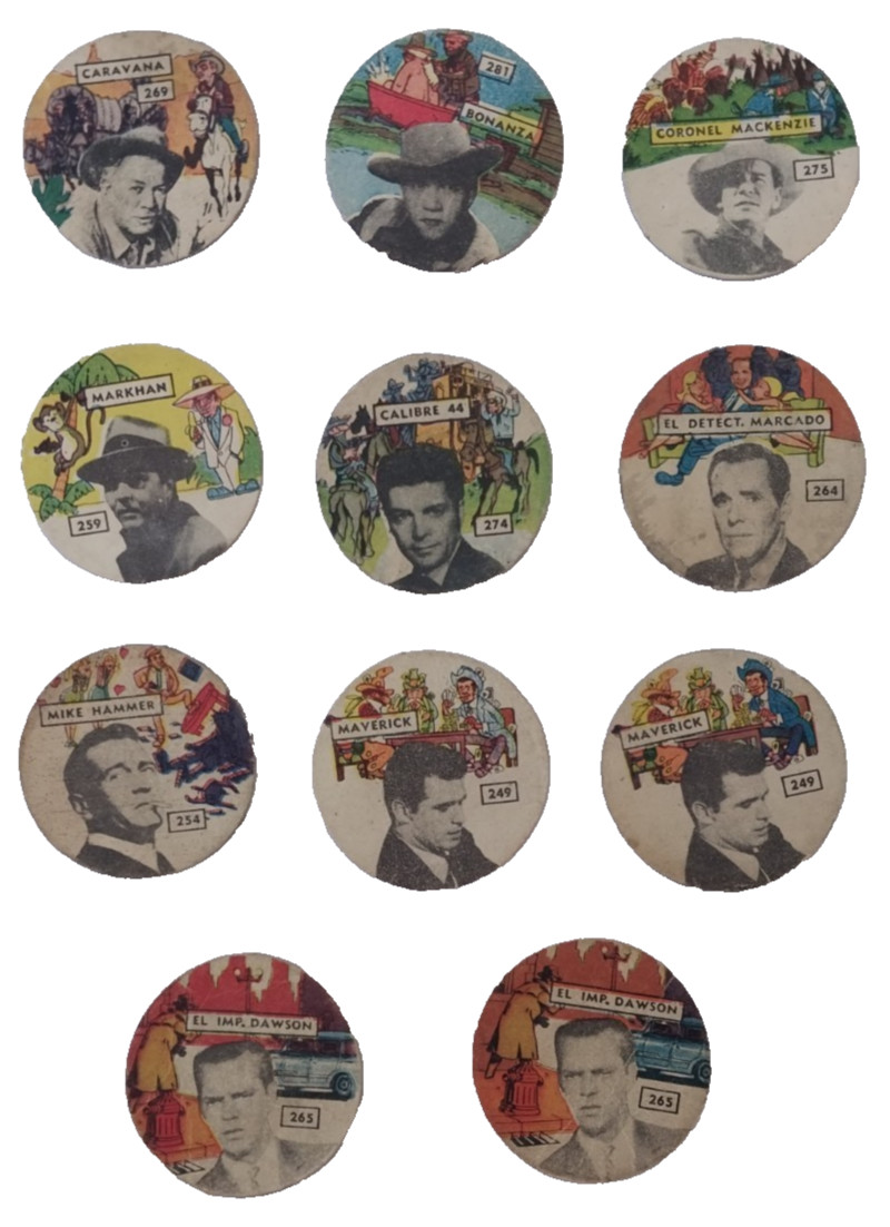 1961 Vintage TV Western Disc Cards Lot 11 Maverick Bonanza Mike Hammer Argentina