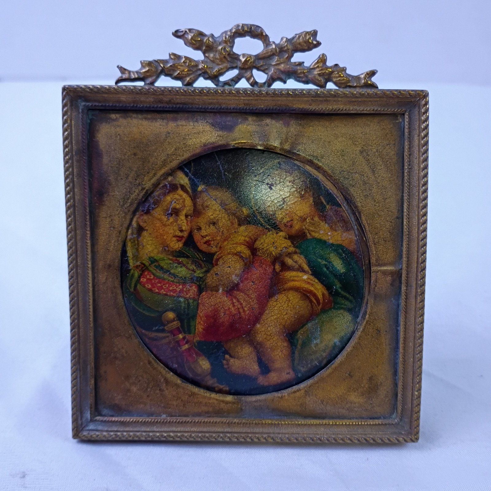 Antique European Miniature Framed Madonna Della Seggiola Antique European Miniature Framed Madonna Della Seggiola