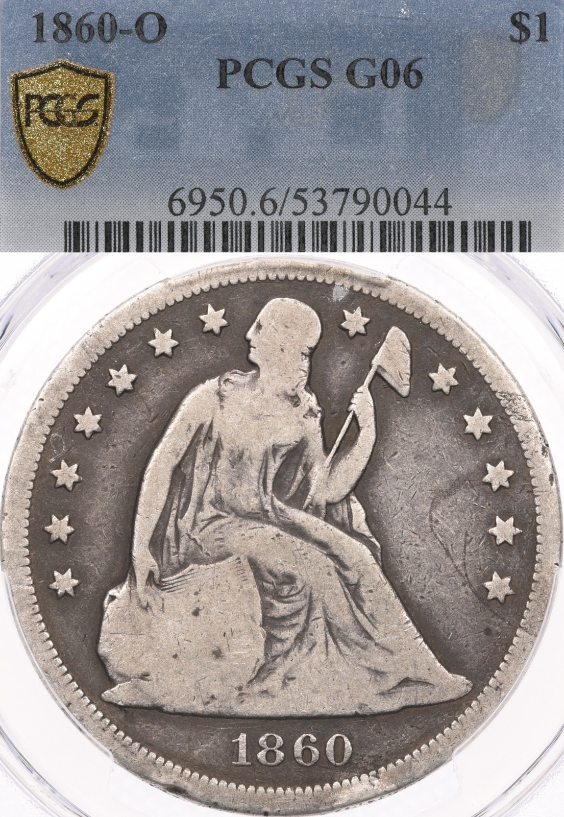 1860-O $1 PCGS G6 Seated Liberty Silver Dollar G06 New Orleans
