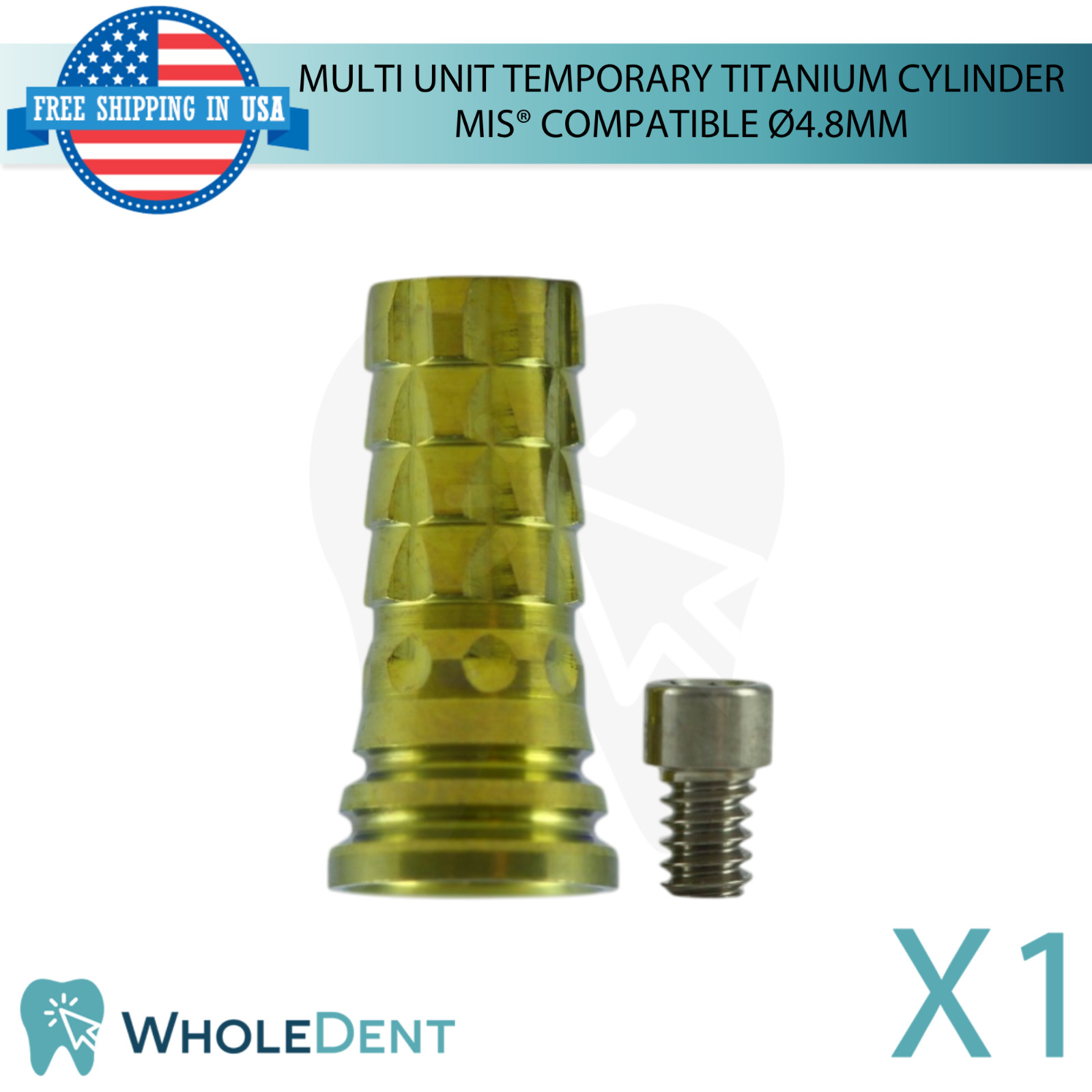 Dental Titanium Multi Unit Temp Cylinder Compatible with MIS® Ø4.8mm Lab