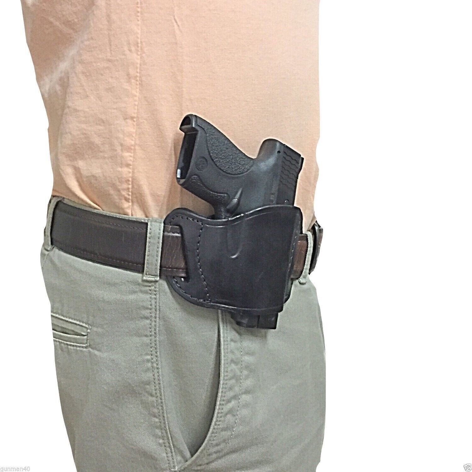 NEW Black OWB Leather Belt slide Hip holster For Smith & Wesson M&P Shield 45