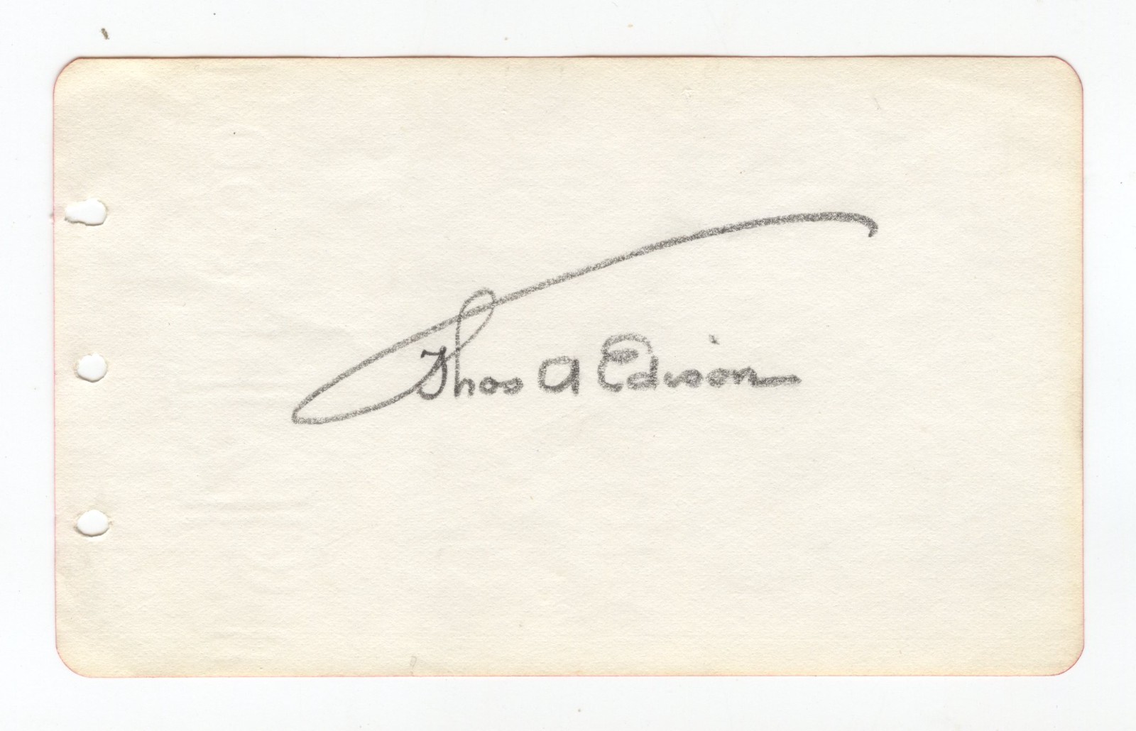 Thomas Edison | JSA Certified Signature | Signed Un Cut 3x5 Autograph Book Page