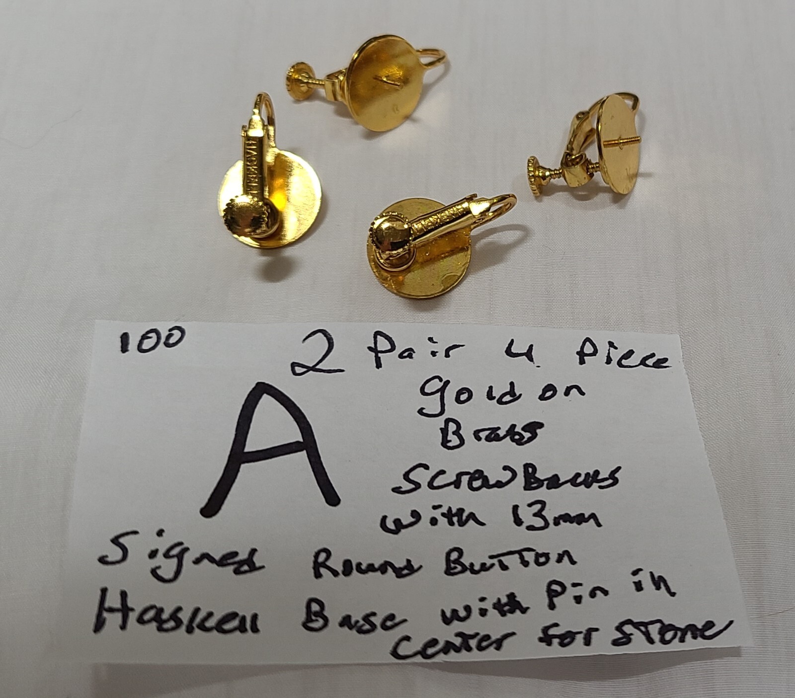 Vtg signed Miriam Haskell Screw back & Clip on Earring Parts Findings Lot #201