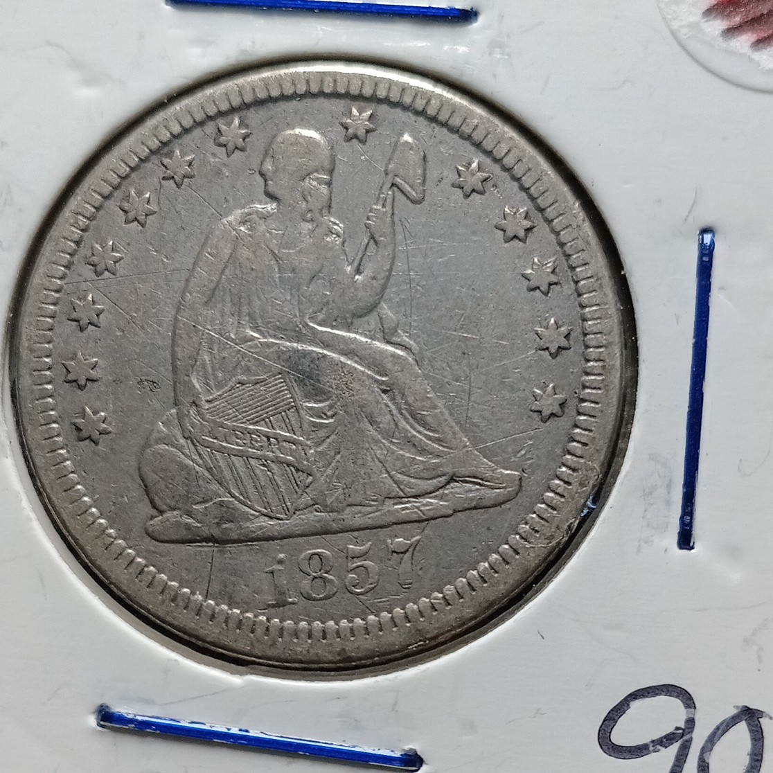 1857 P Seated Liberty Quarter 25C 90% Silver Business Strike Philadelphia 1857 P Seated Liberty Quarter 25C 90% Silver Business Strike Philadelphia