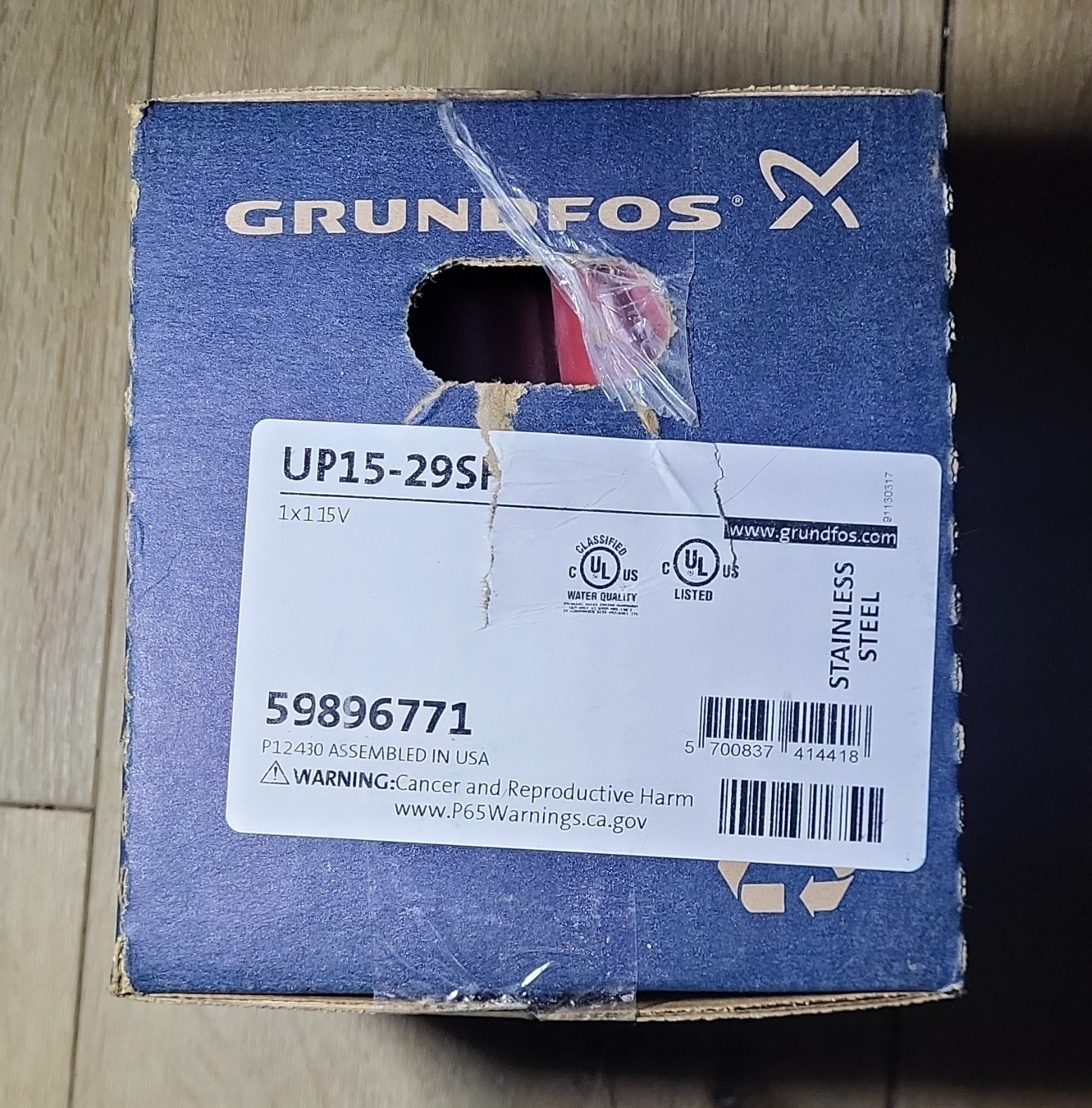 Grundfos UP15-29SF Stainless Steel Circulator Pump 115V 1/25 HP 3/4 in
