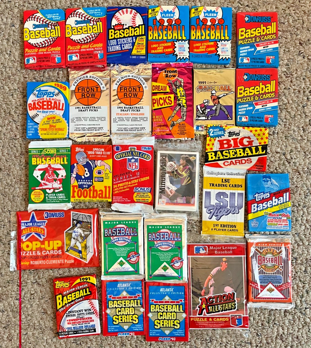 1984 86 89 90 93 94 Topps Fleer Donruss Basketball Footbal Sealed Pack Lot 27 🔥