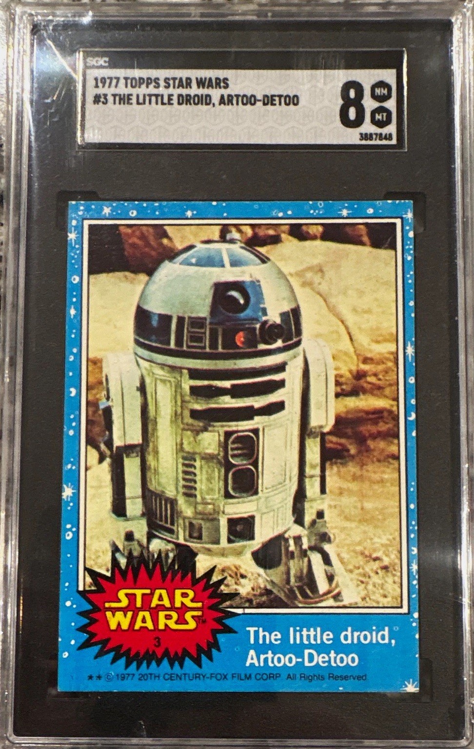 Rare Topps 1977 Star Wars #3 The Little Droid Artoo-Detoo R2-D2 SGC 8 Rare Topps 1977 Star Wars #3 The Little Droid Artoo-Detoo R2-D2 SGC 8