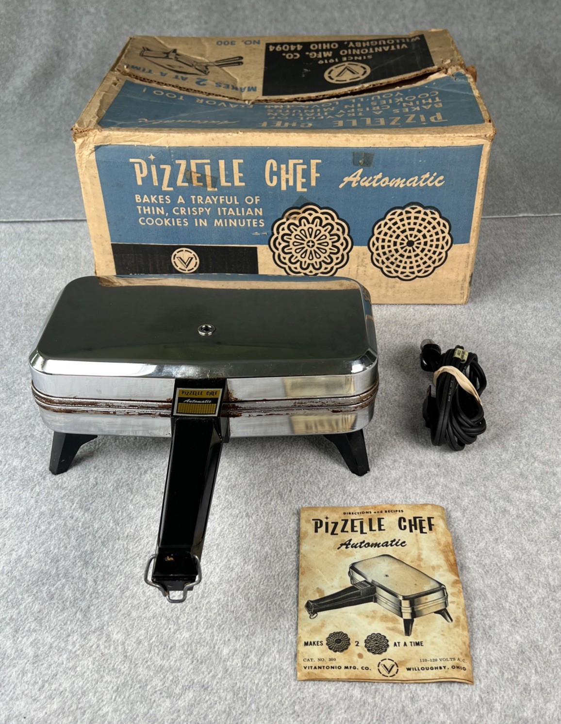 Vitantonio Pizzelle Chef 300 Italian Cookie Maker Baker W/ Box Vitantonio Pizzelle Chef 300 Italian Cookie Maker Baker W/ Box