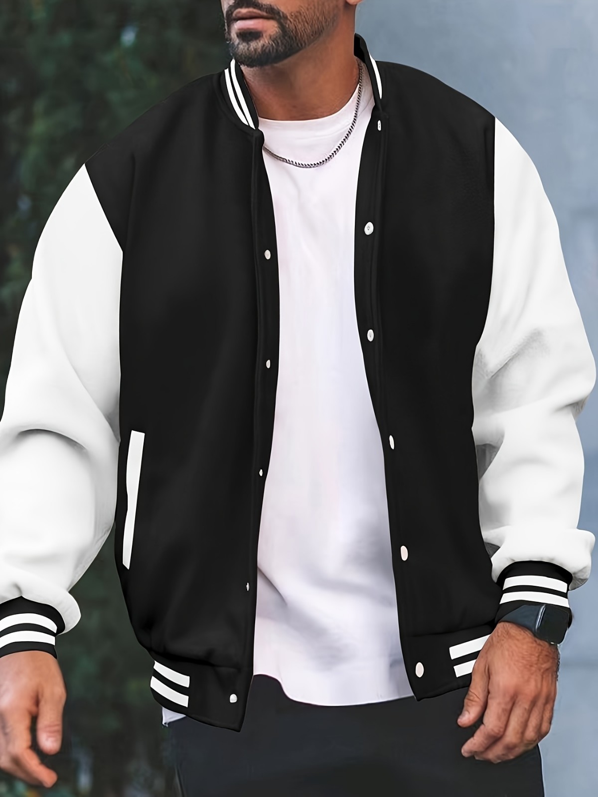New Men's Premium Classic Snap Button Vintage Baseball Letterman Varsity Jacket New Men's Premium Classic Snap Button Vintage Baseball Letterman Varsity Jacket