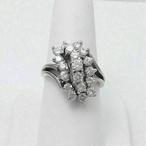 3 Ctw Round Cut Moissanite Waterfall Cluster Cocktail Ring Solid 10k White Gold