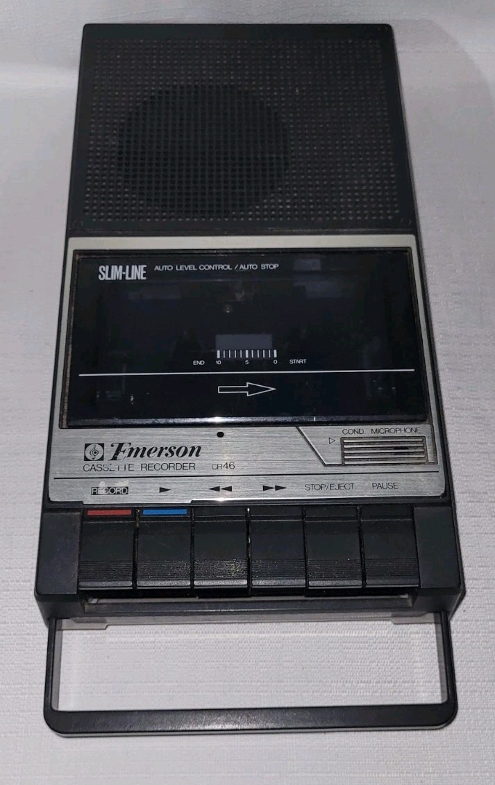  VTG 1960-1970s’ Emerson CR46 Slim-Line Cassette Recorder Tested Works 