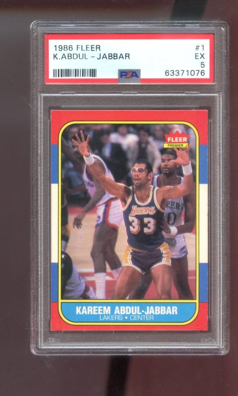 1986-87 Fleer #1 Kareem Abdul-Jabbar PSA 5 Graded Basketball Card NBA 86-87 1987