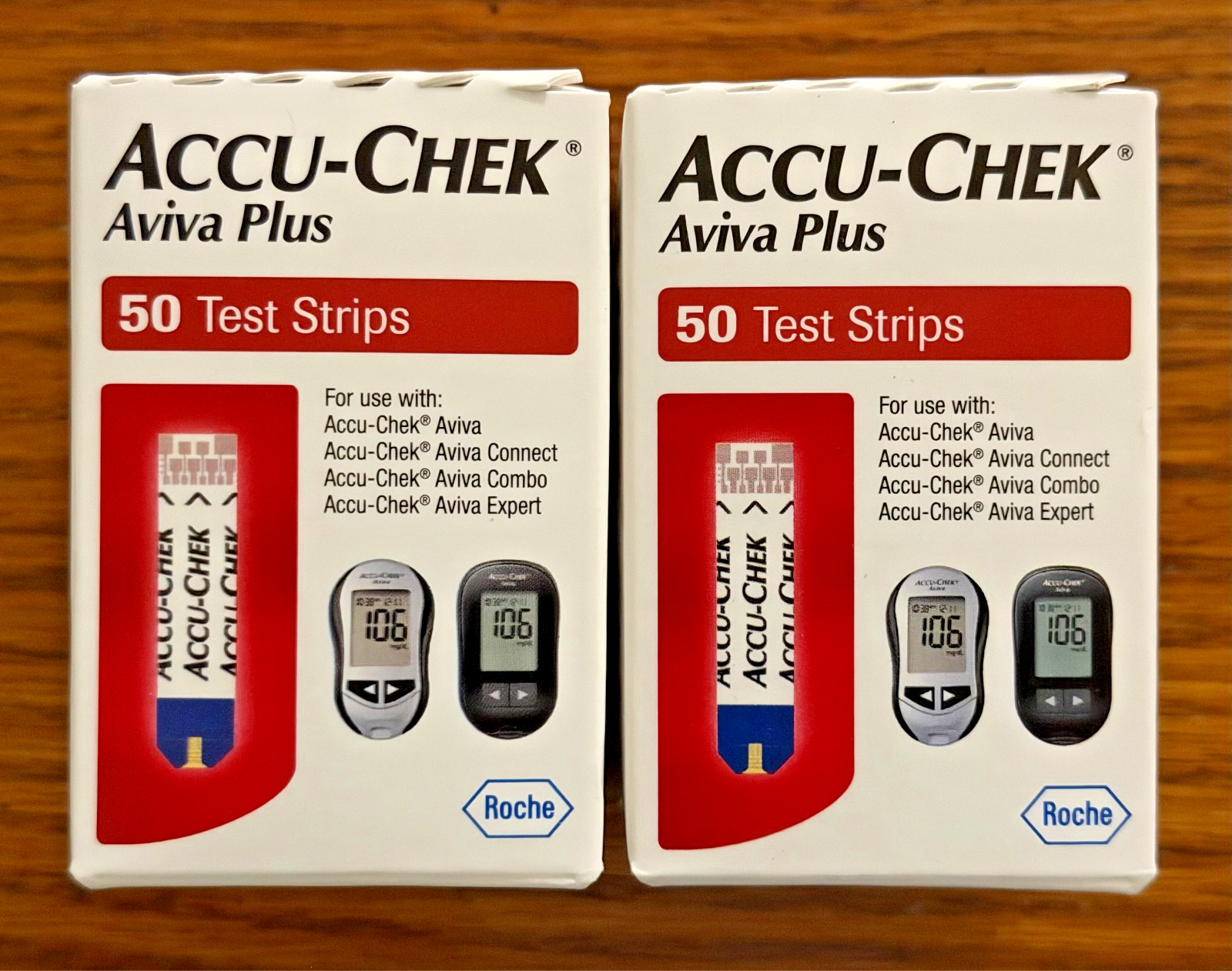 Accu-Chek Aviva Plus Blood Glucose Test Strips 2@50 Per Box = 100 5/27 - 7/27 ❤️