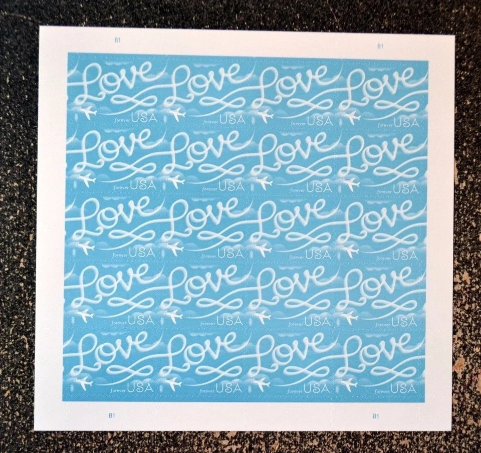 2017 Skywriting Love First Class Letter 5 Sheets 100 Pcs 78¢ MNH 2017 Skywriting Love First Class Letter 5 Sheets 100 Pcs 78¢ MNH