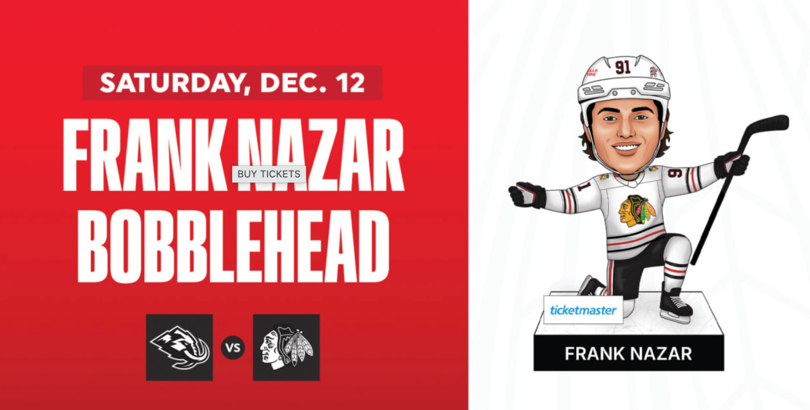 Frank Nazar Bobblehead Chicago Blackhawks Giveaway 12/12/26 SGA Presale New Frank Nazar Bobblehead Chicago Blackhawks Giveaway 12/12/26 SGA Presale New