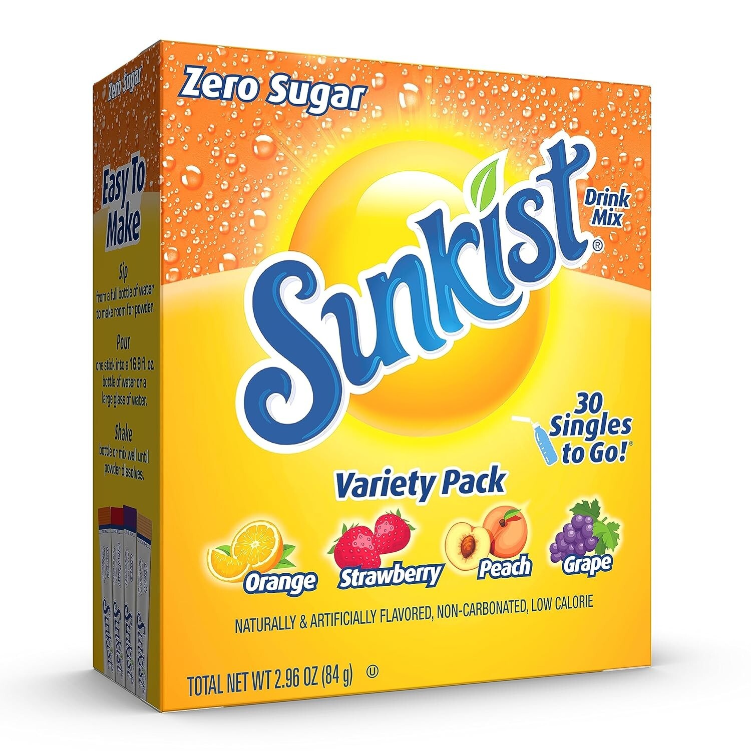 Sunkist Soda Variety Pack Singles To Go Orange Strawberry Grape and Peach 30 cT Sunkist Soda Variety Pack Singles To Go Orange Strawberry Grape and Peach 30 cT