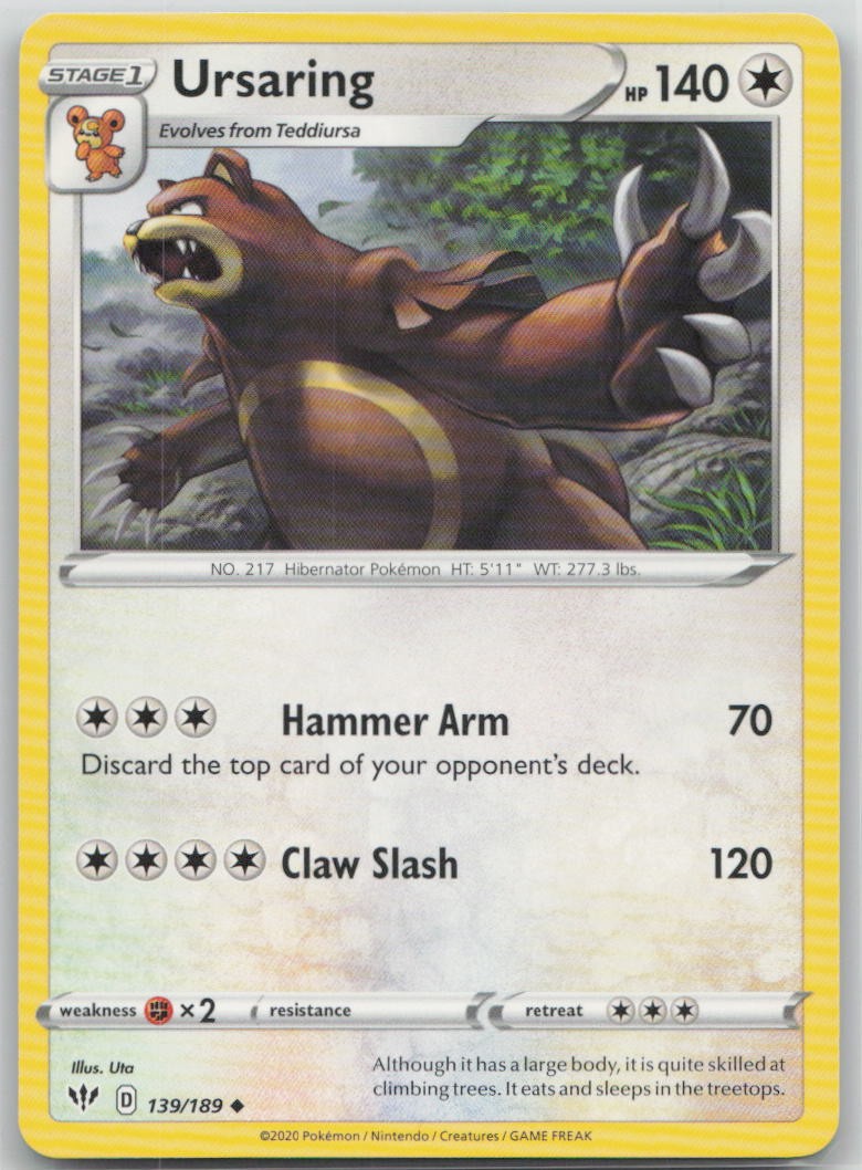 Ursaring 139/189 Uncommon Darkness Ablaze Pokemon Near Mint Ursaring 139/189 Uncommon Darkness Ablaze Pokemon Near Mint