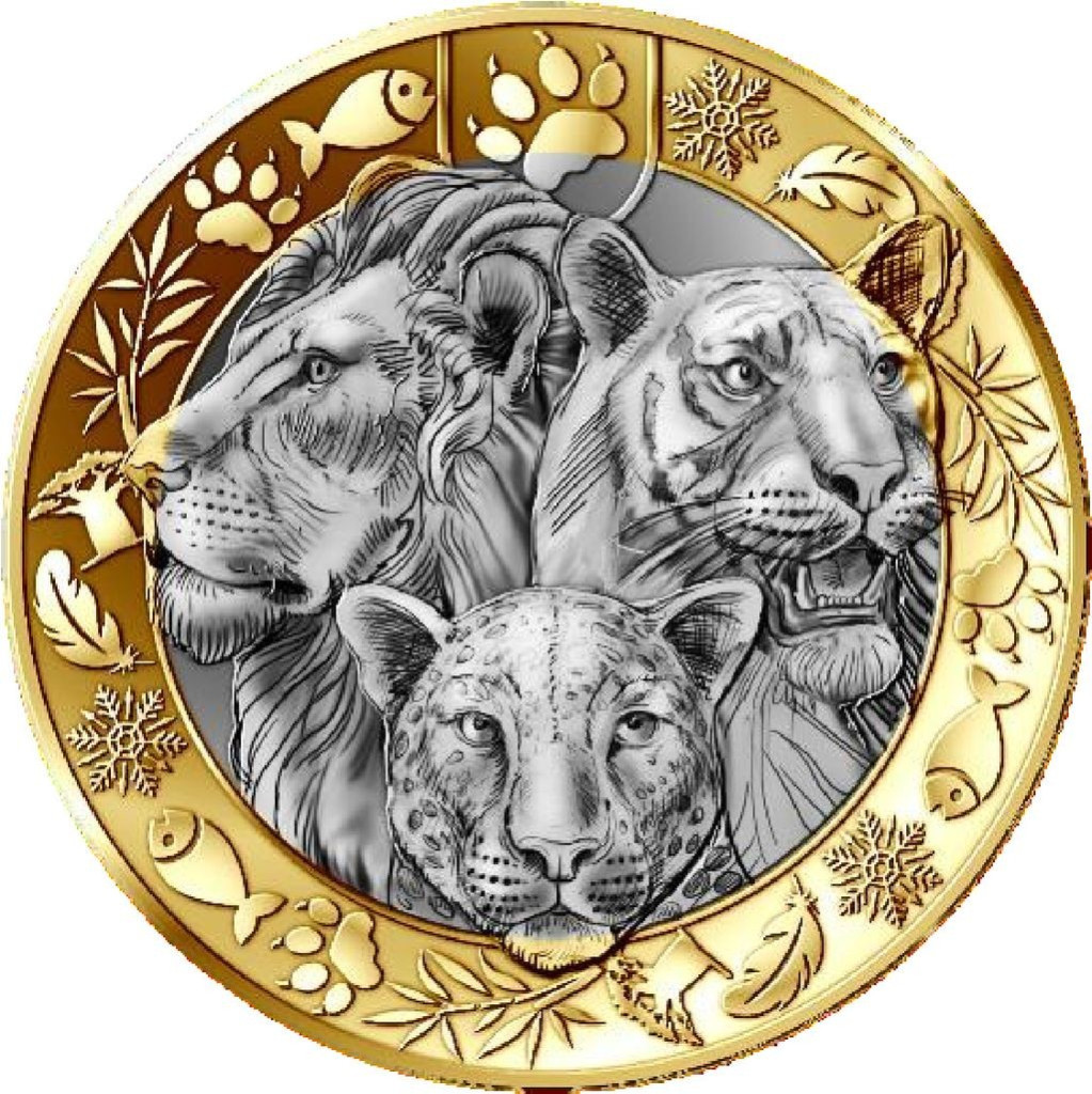 2026 France Animals of the World Feline 5 Euro 11.7g Bi-Metal BU Coin in Folder