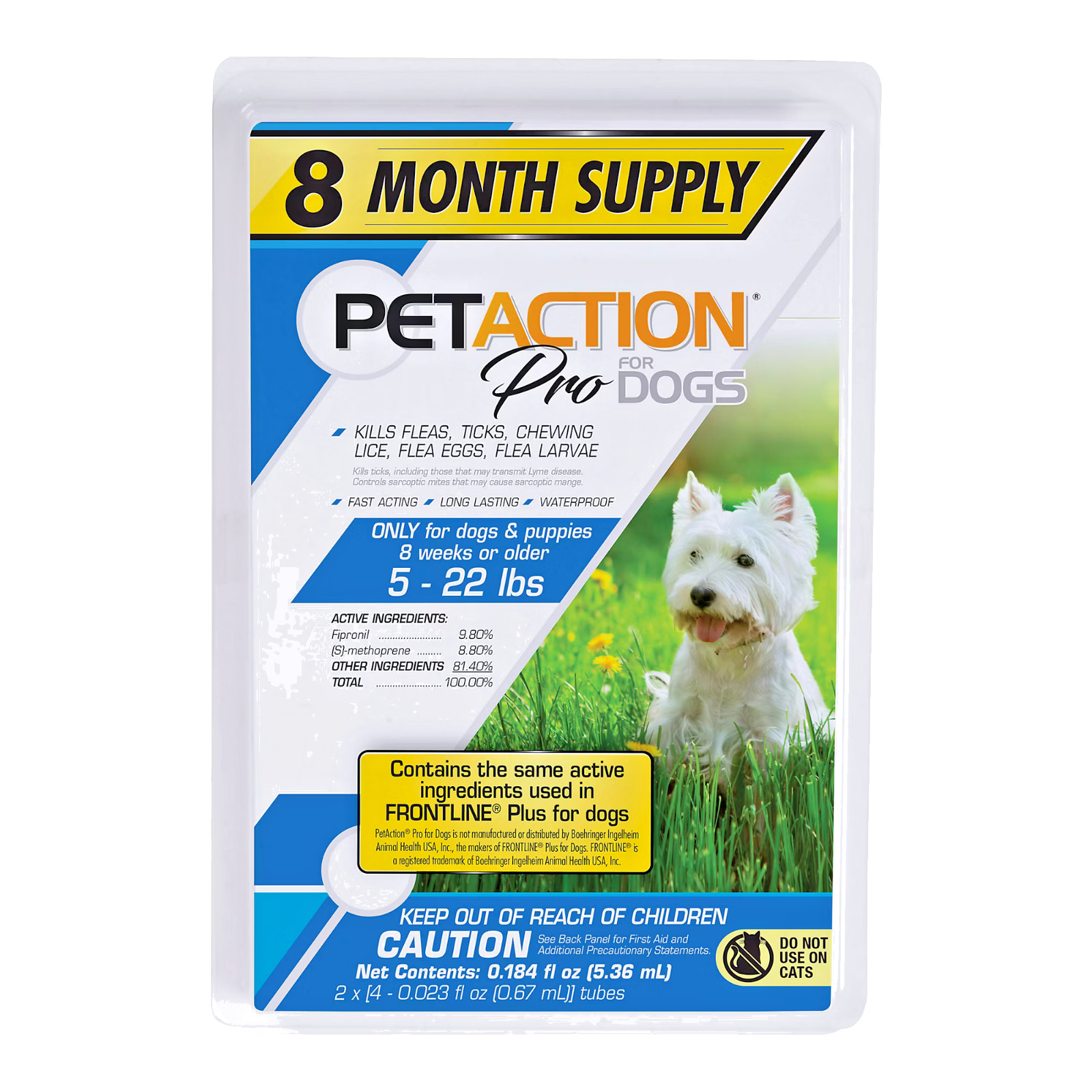 Pet Action Pro For Dogs, Flea, Tick, Lice Treatment 5-22 lbs. 8 Month Supply Pet Action Pro For Dogs, Flea, Tick, Lice Treatment 5-22 lbs. 8 Month Supply