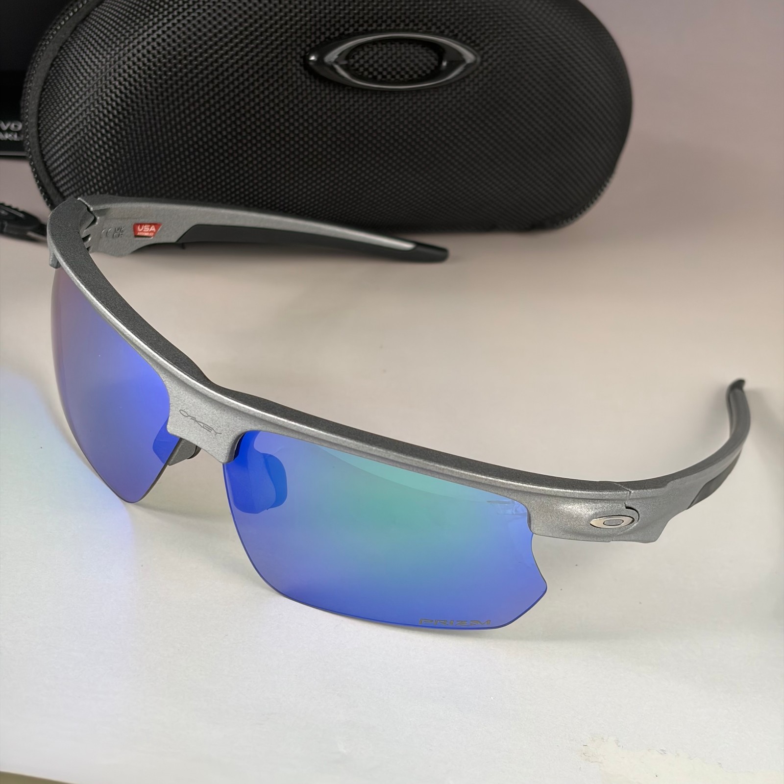 Oakley Bisphaera Steel Grey Prizm Sapphire Sunglasses With Box Case Sport Oakley Bisphaera Steel Grey Prizm Sapphire Sunglasses With Box Case Sport