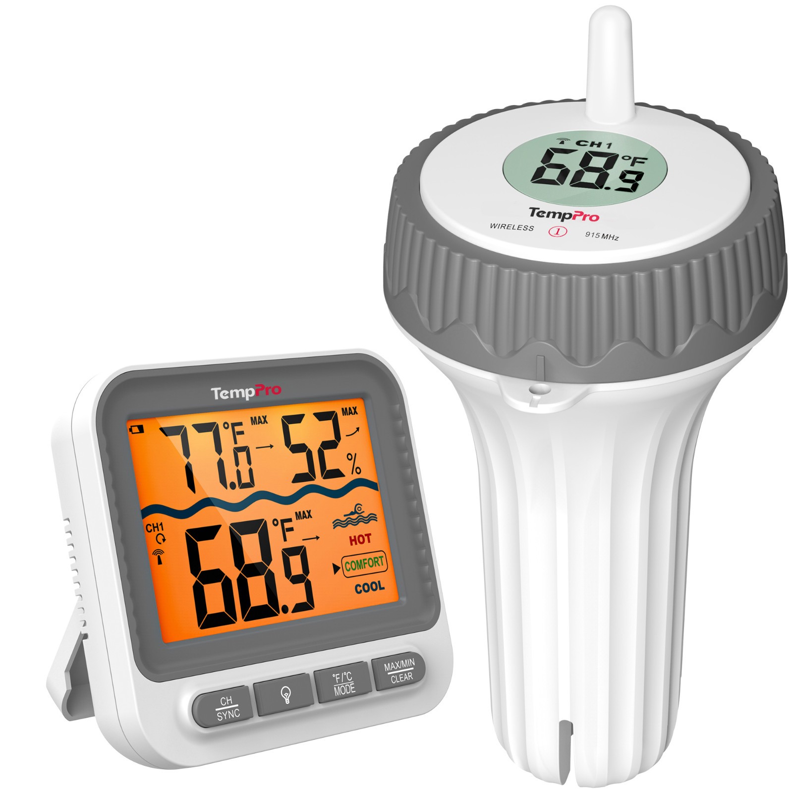 TempPro Waterproof Wireless Pool Thermometer Easy Read Digital Pool FloatingPond TempPro Waterproof Wireless Pool Thermometer Easy Read Digital Pool FloatingPond