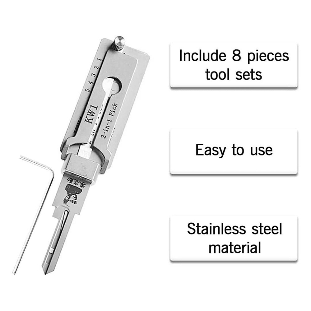 1Pc 2 In 1 KW1 Key Precision Hook Pick Set Maintenance Repair Tool