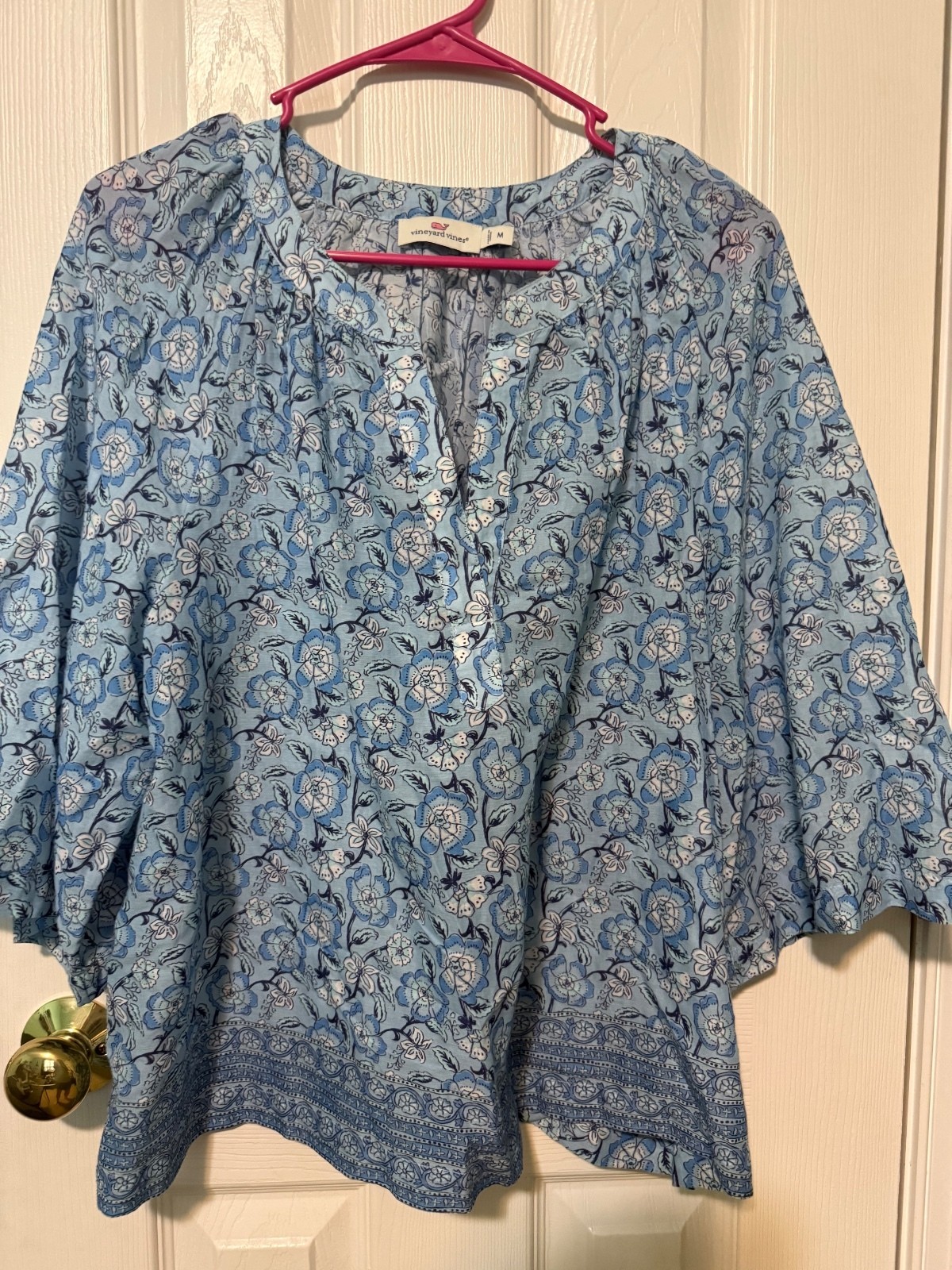 Vineyard Vines Women\'s Blue Floral Blouse Size M