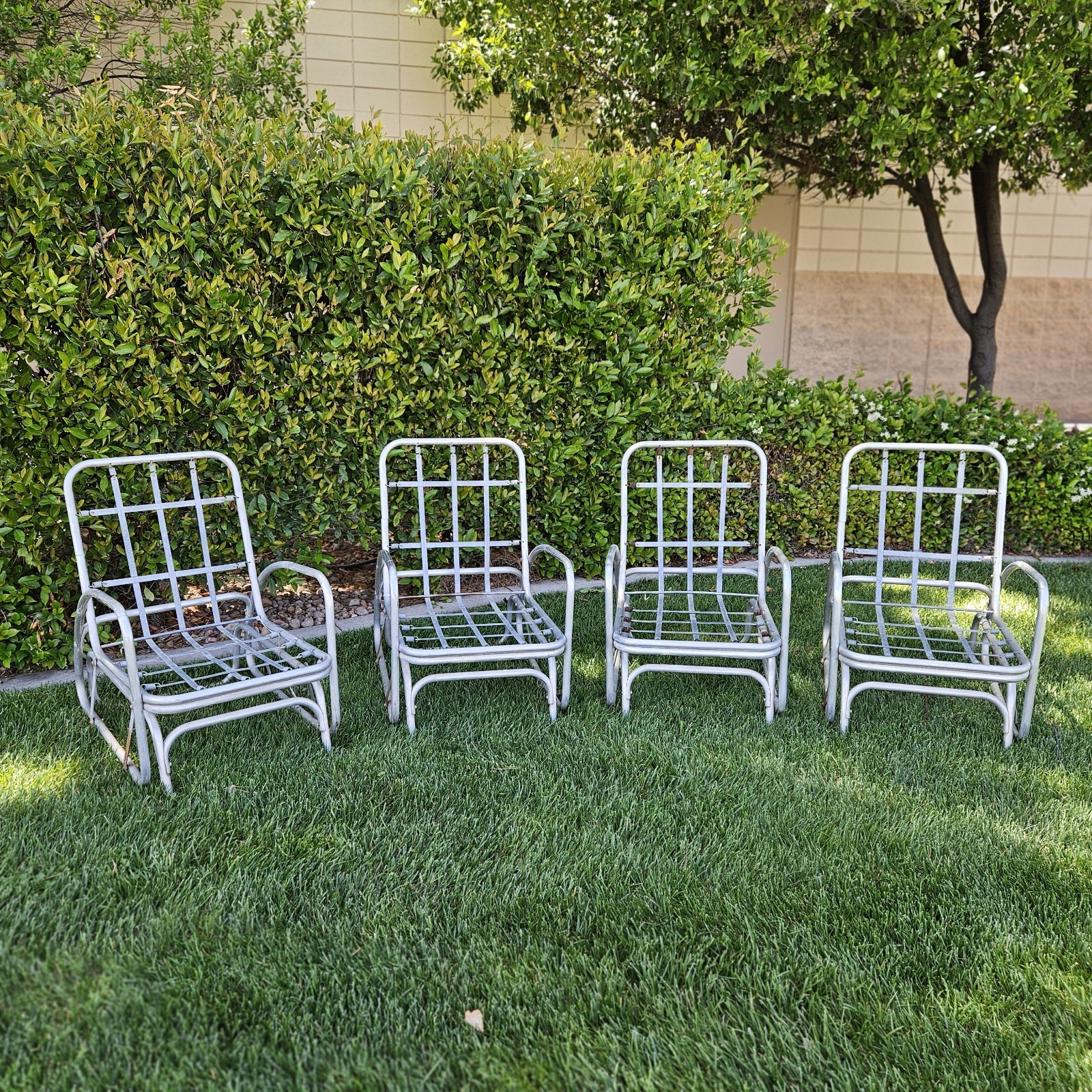 Lot 4 Vintage MCM Glider Chair Aluminum Lawnlite Club Patio Outdoor Set Local PU Lot 4 Vintage MCM Glider Chair Aluminum Lawnlite Club Patio Outdoor Set Local PU