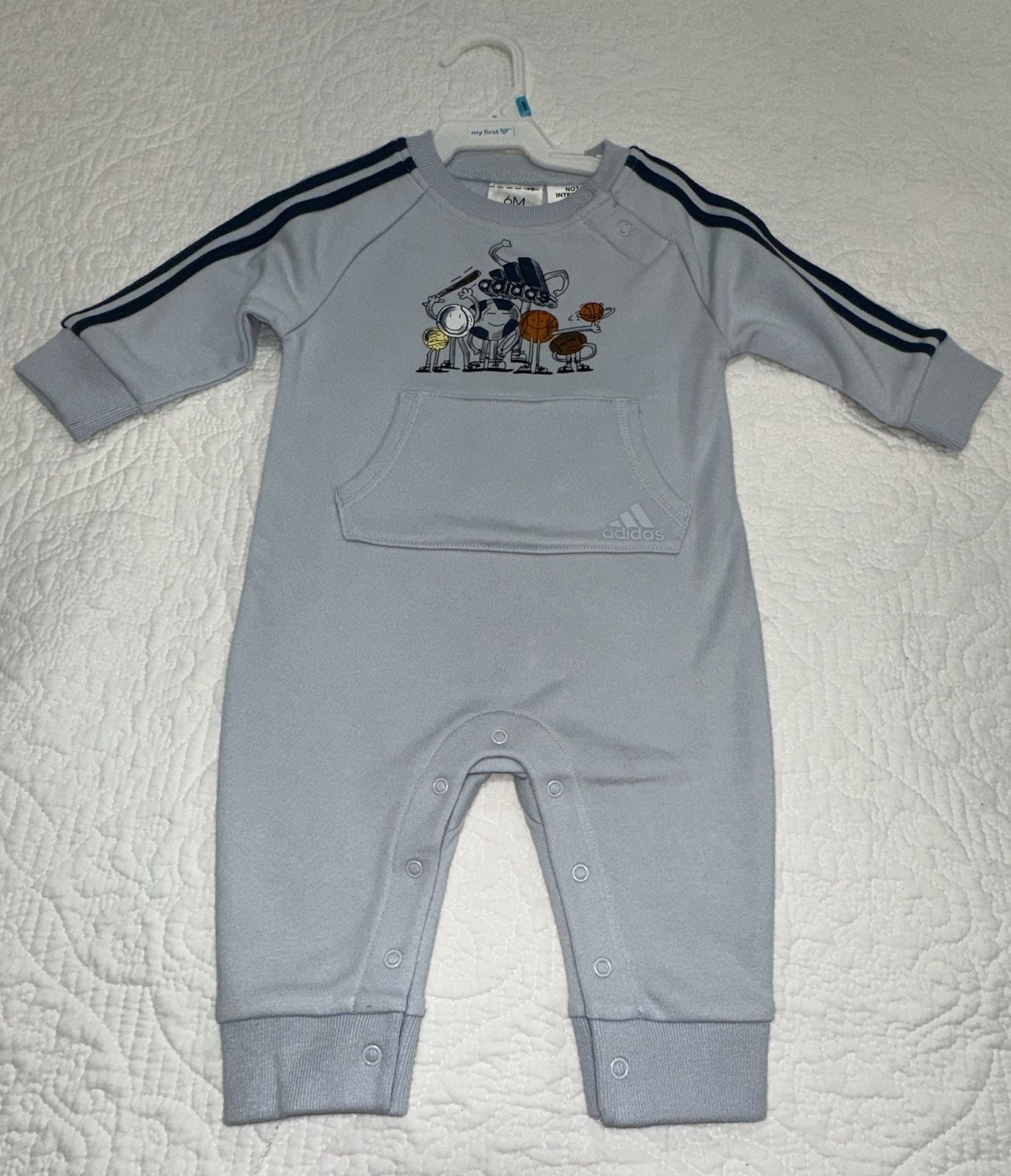 NWOT Adidas Baby Sports Romper Size 6M Light Blue