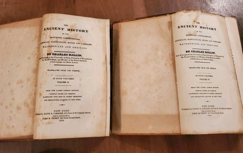ANCIENT HISTORY by Charles Rollin 2 Volumes 1843 Egyptians, Persians, Greece ANCIENT HISTORY by Charles Rollin 2 Volumes 1843 Egyptians, Persians, Greece