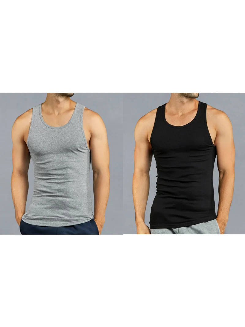 Knocker Men\'s Black Grey 100% Cotton Undershirts Tank Top A Shirts Pack of 6 pc Knocker Men\'s Black Grey 100% Cotton Undershirts Tank Top A Shirts Pack of 6 pc