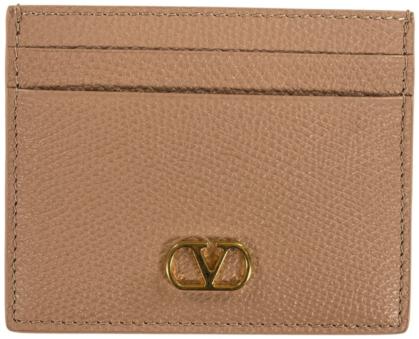 Valentino Garavani VLogo Signature Grainy Calfskin GENUINE Card Holder Rose NEW