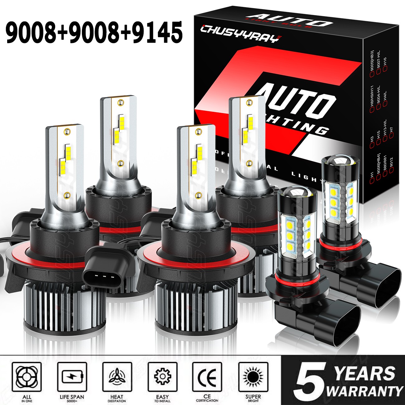 6X 6000K LED Headlight Hi/Lo + Fog Light Bulbs For 2005-18 Ford F250 F350 F450