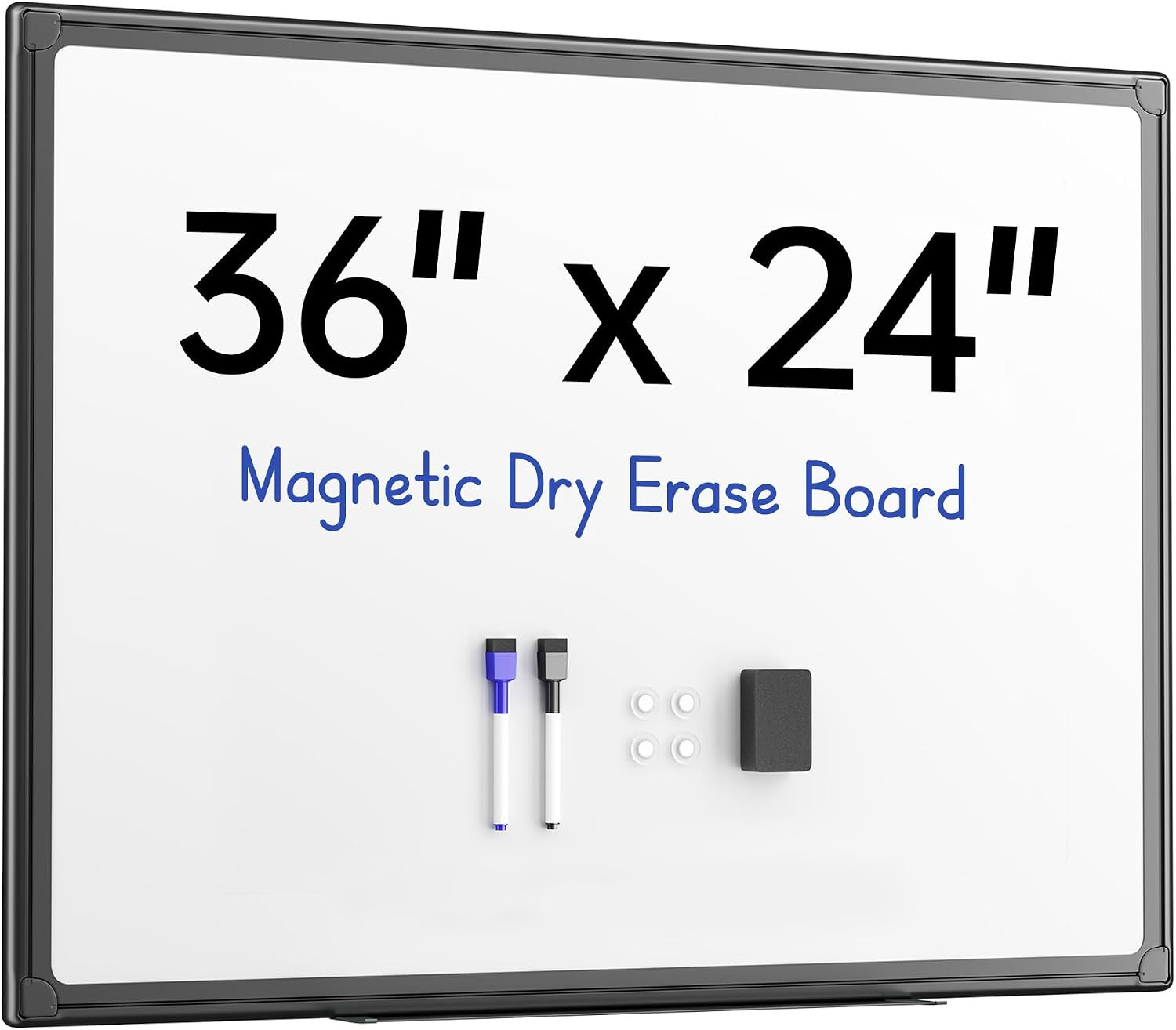 VUSIGN 36\'\' X 24\'\' Magnetic White Board for Wall, Dry Erase Board with Black Alu